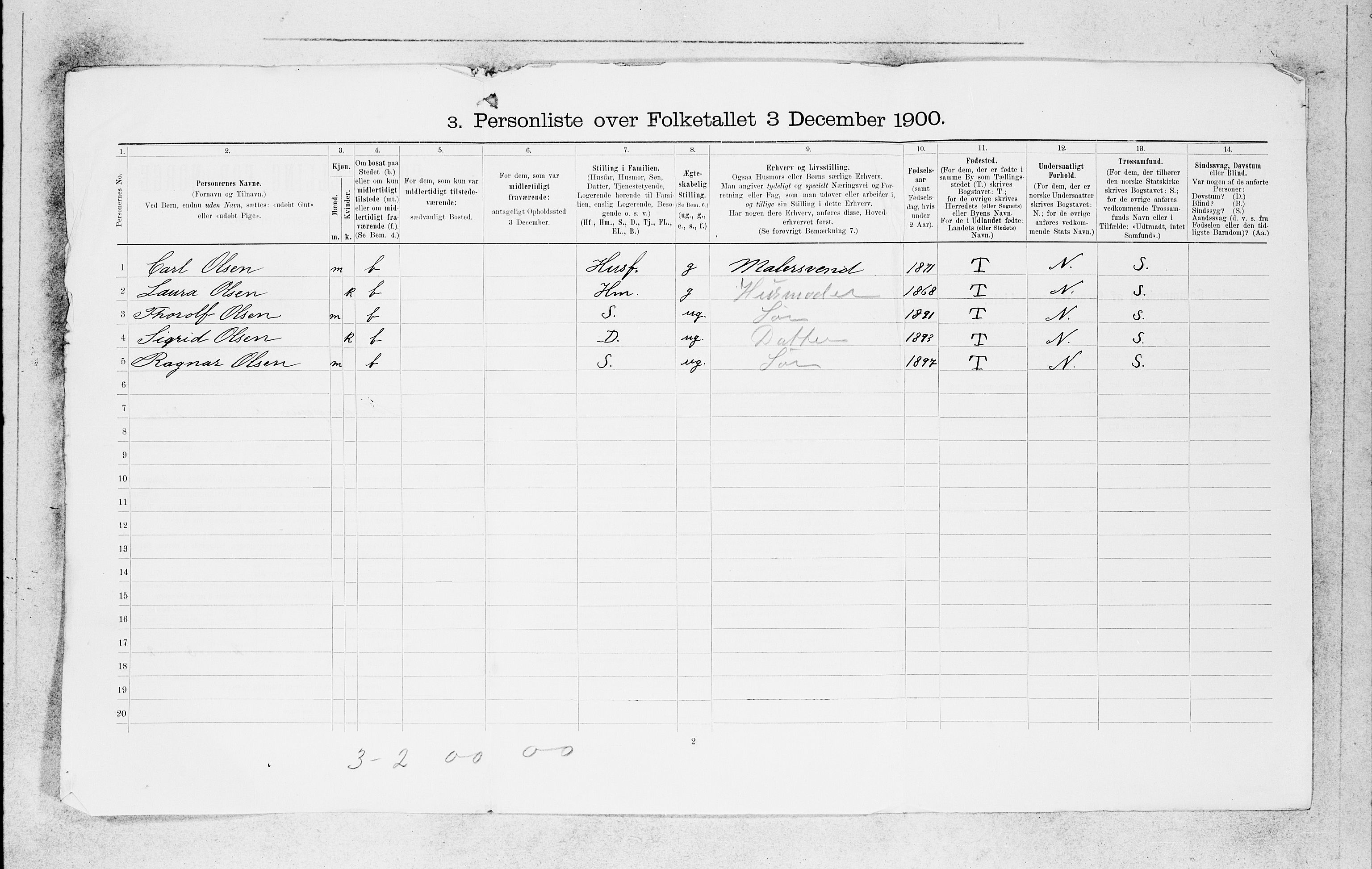 SAB, 1900 census for Bergen, 1900, p. 14294