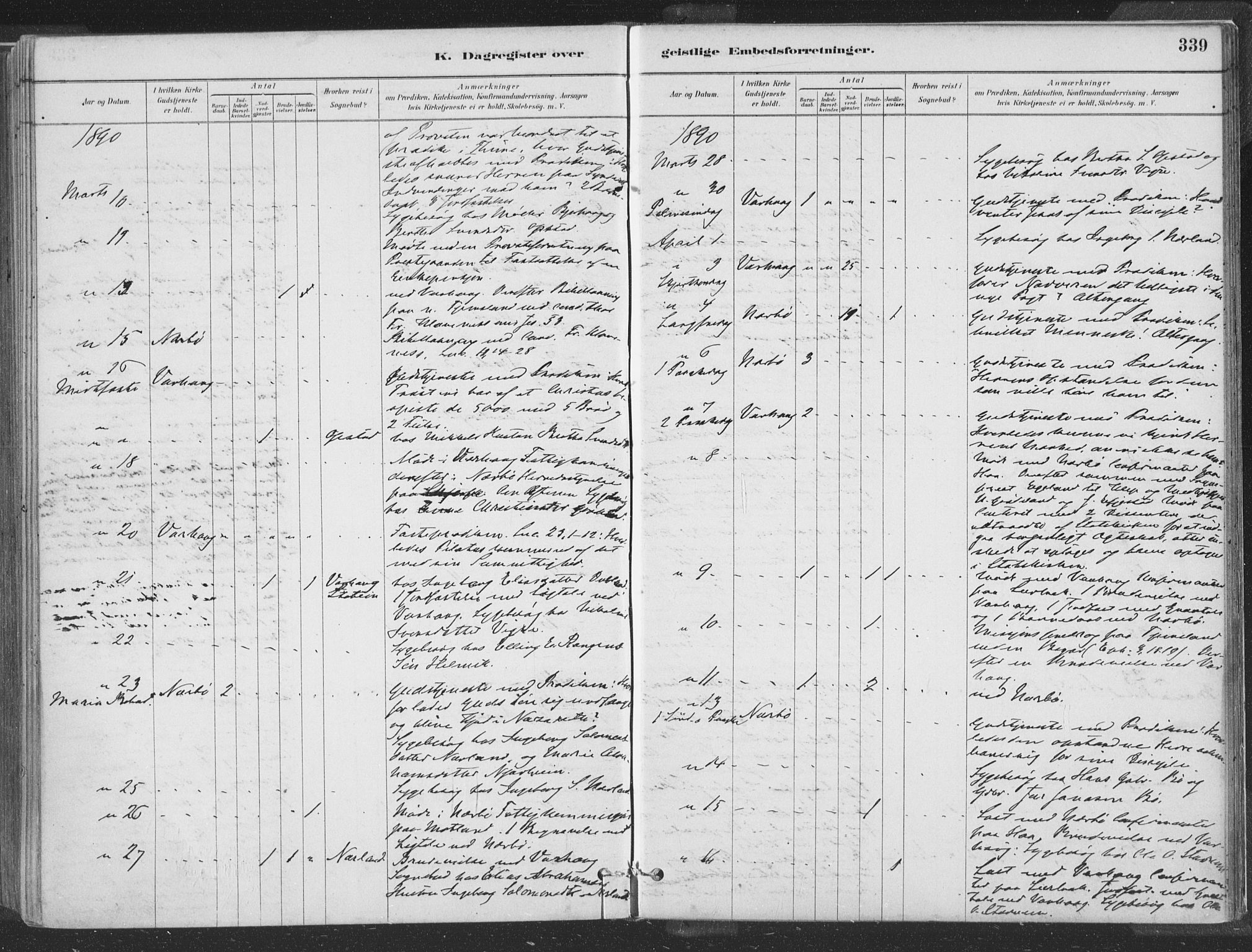 Hå sokneprestkontor, SAST/A-101801/001/30BA/L0010: Parish register (official) no. A 9, 1879-1896, p. 339