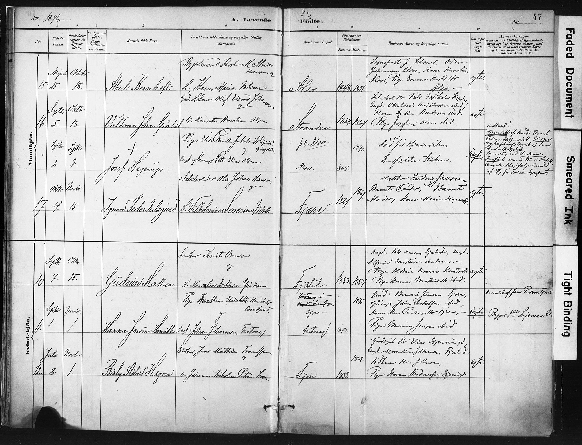 Ministerialprotokoller, klokkerbøker og fødselsregistre - Nordland, AV/SAT-A-1459/803/L0071: Parish register (official) no. 803A01, 1881-1897, p. 47