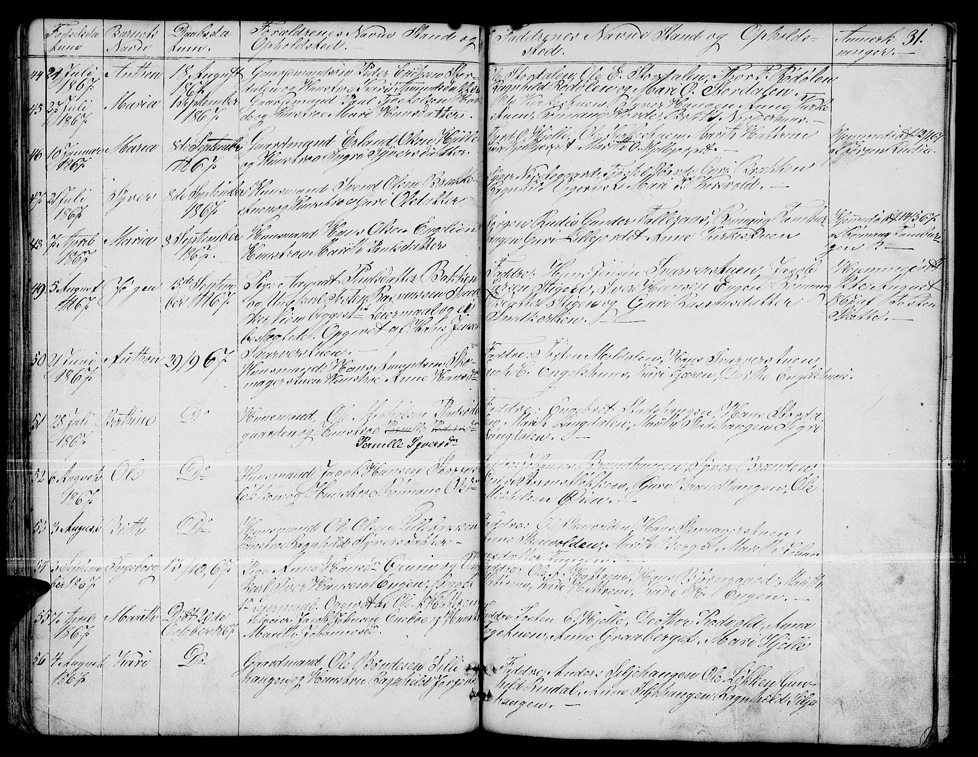 Dovre prestekontor, SAH/PREST-066/H/Ha/Hab/L0001: Parish register (copy) no. 1, 1862-1880, p. 31