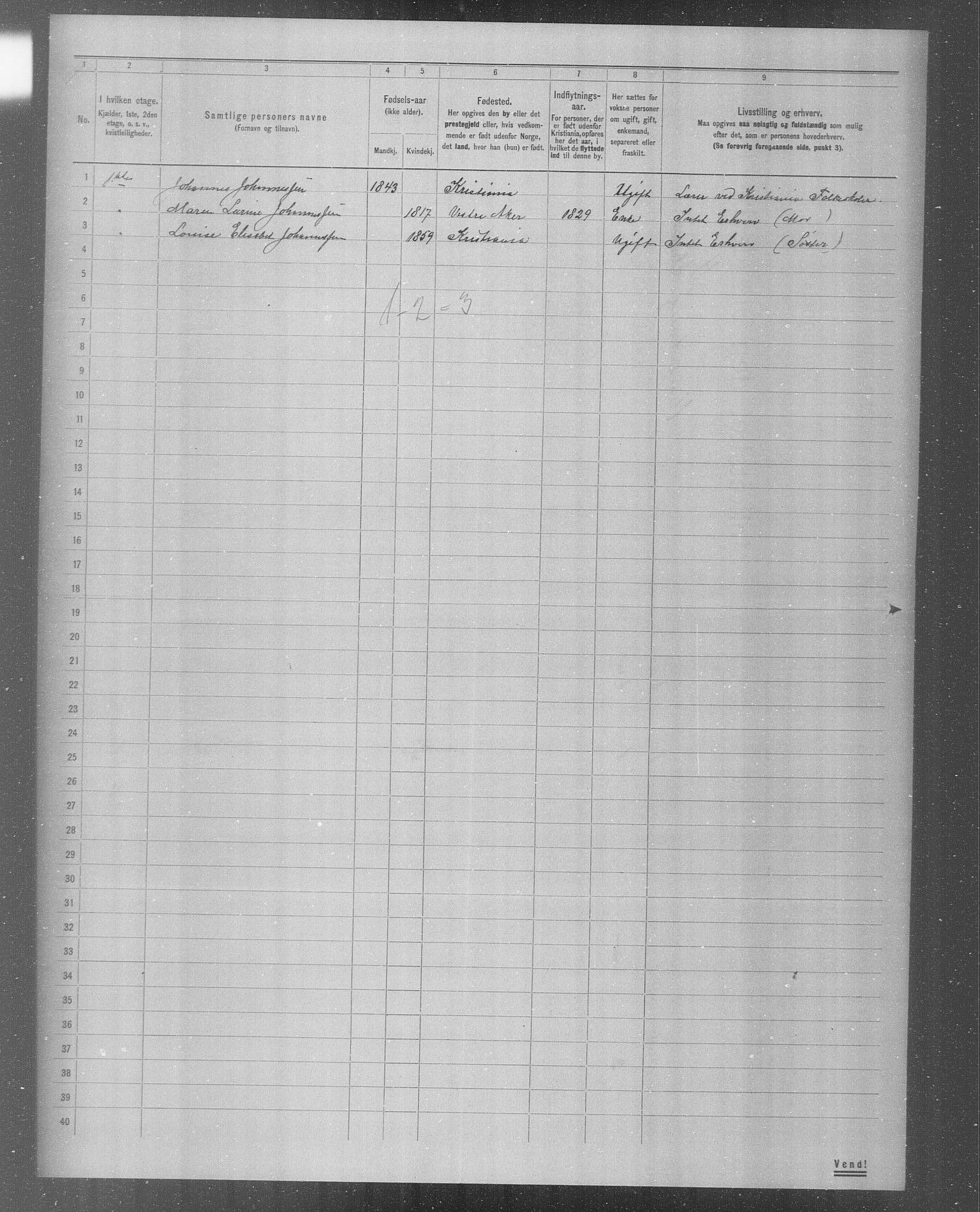 OBA, Municipal Census 1904 for Kristiania, 1904, p. 4422