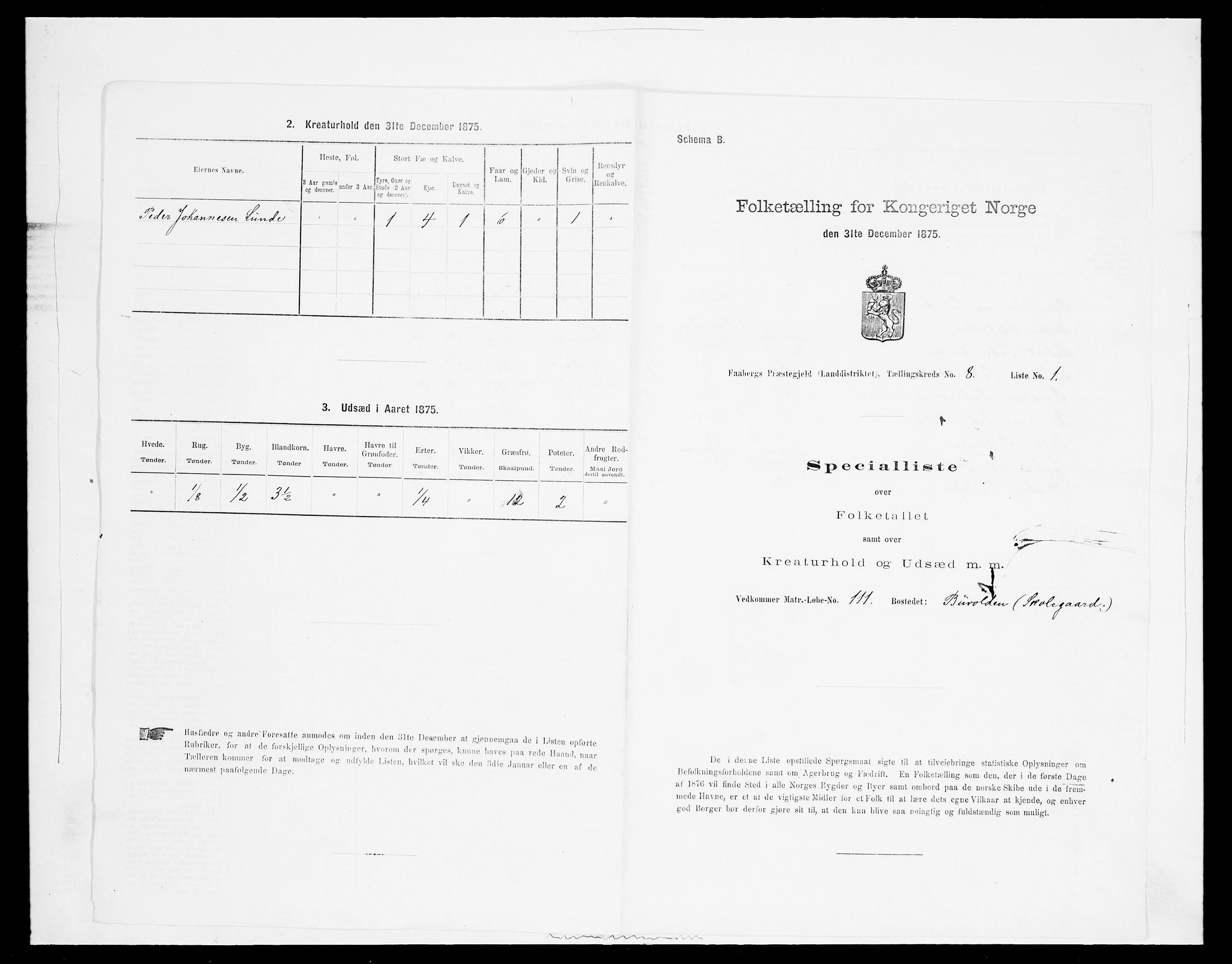 SAH, 1875 census for 0524L Fåberg/Fåberg og Lillehammer, 1875, p. 952