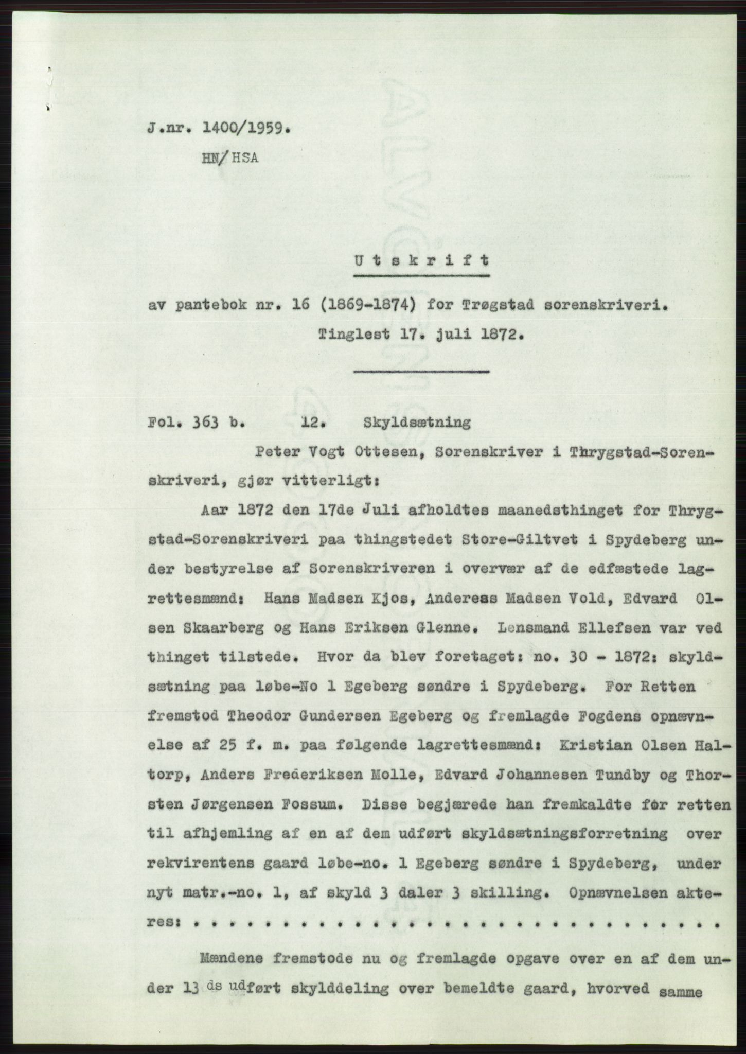 Statsarkivet i Oslo, SAO/A-10621/Z/Zd/L0010: Avskrifter, j.nr 753-1498/1959, 1959, p. 309