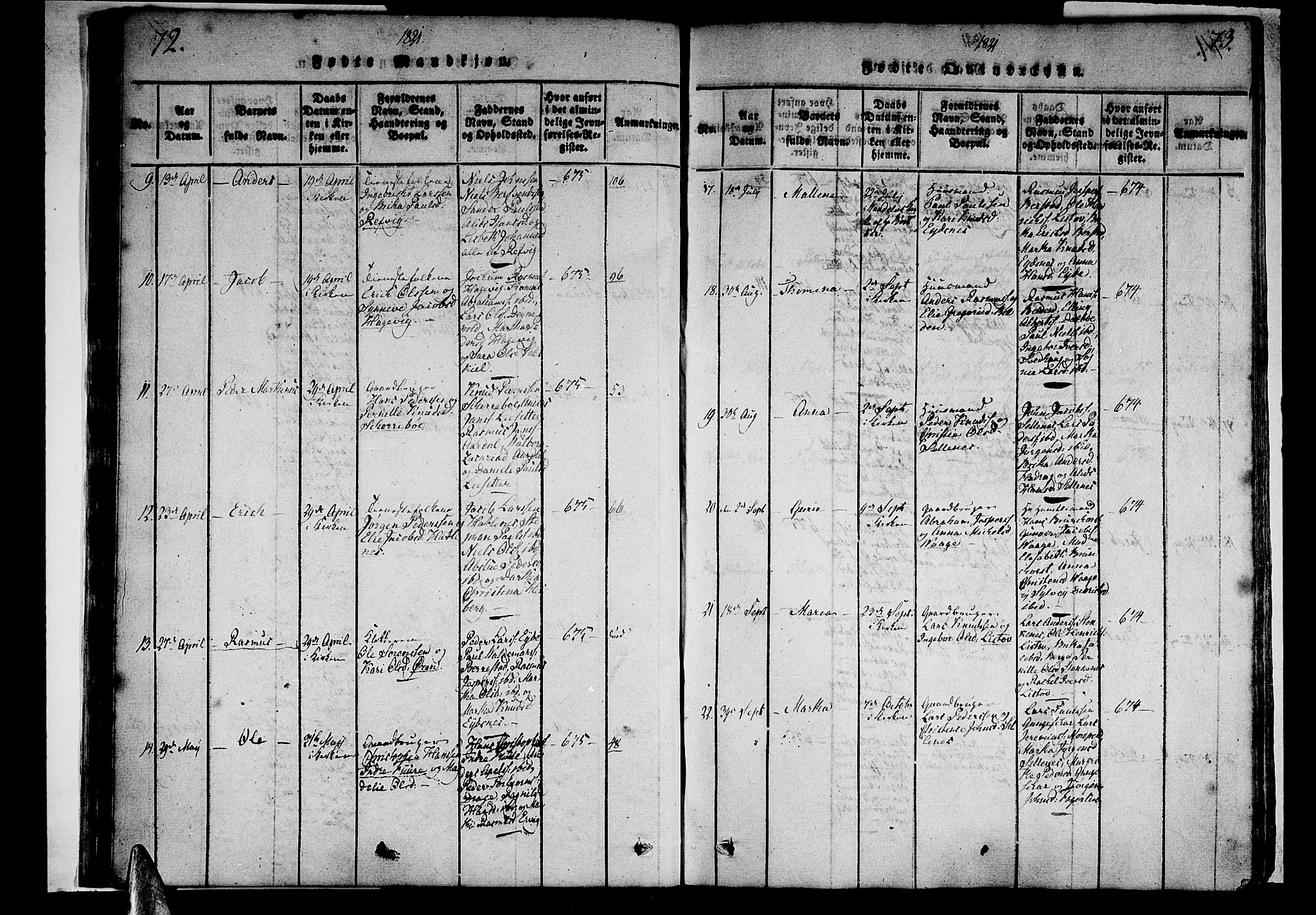 Selje sokneprestembete, AV/SAB-A-99938/H/Ha/Haa/Haaa: Parish register (official) no. A 8, 1816-1828, p. 72-73