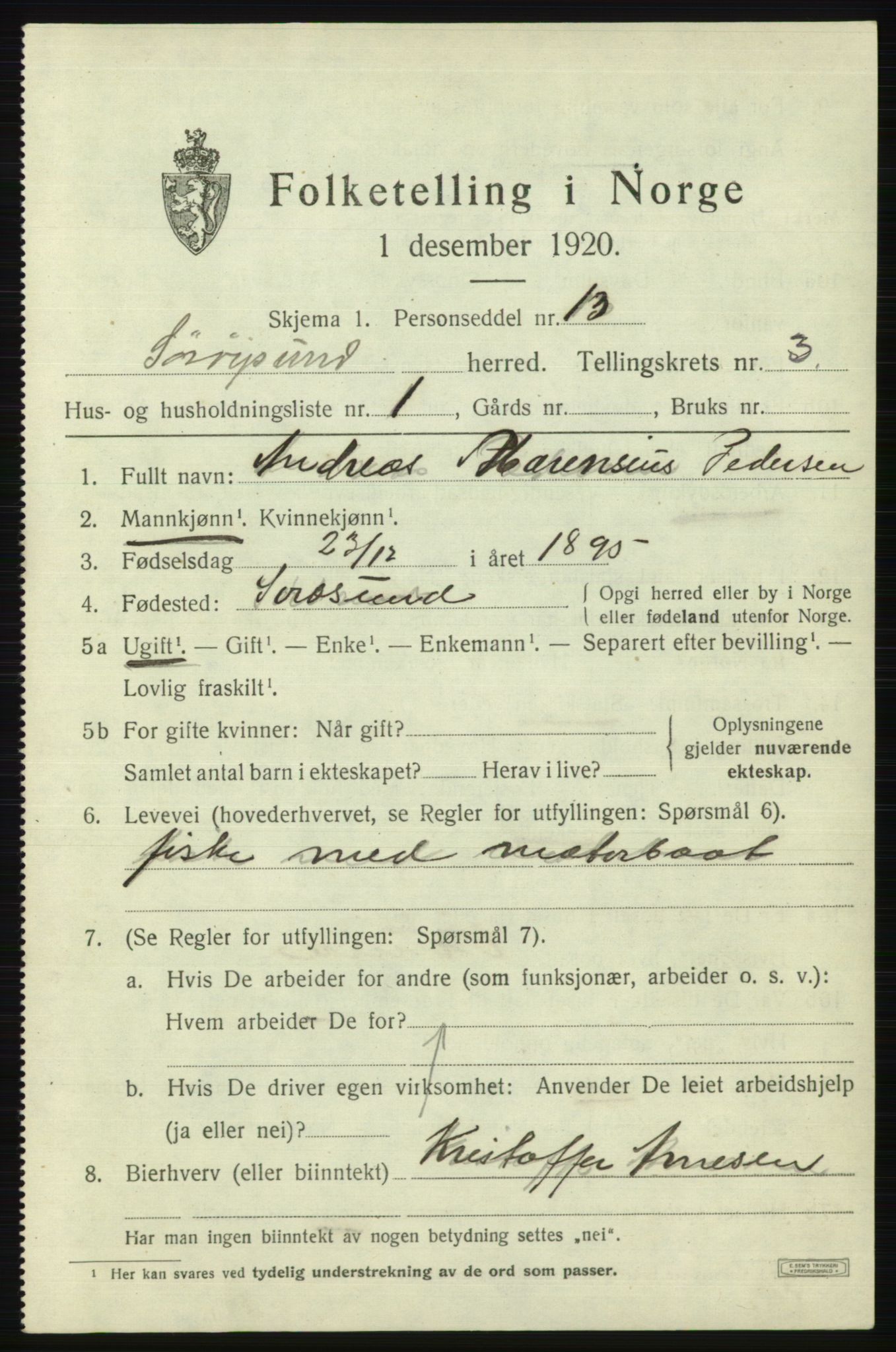 SATØ, 1920 census for Sørøysund rural district, 1920, p. 1124