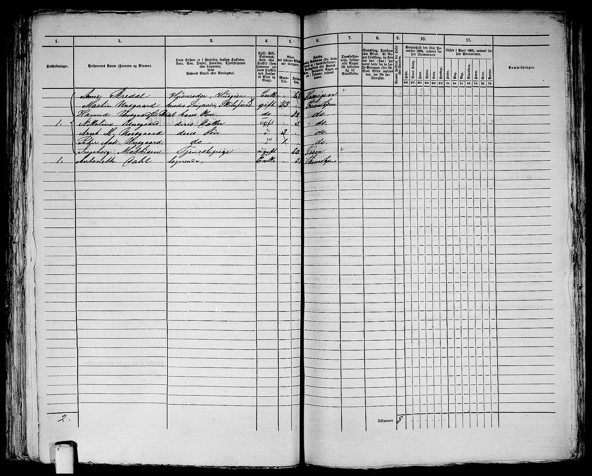 RA, 1865 census for Trondheim, 1865, p. 396