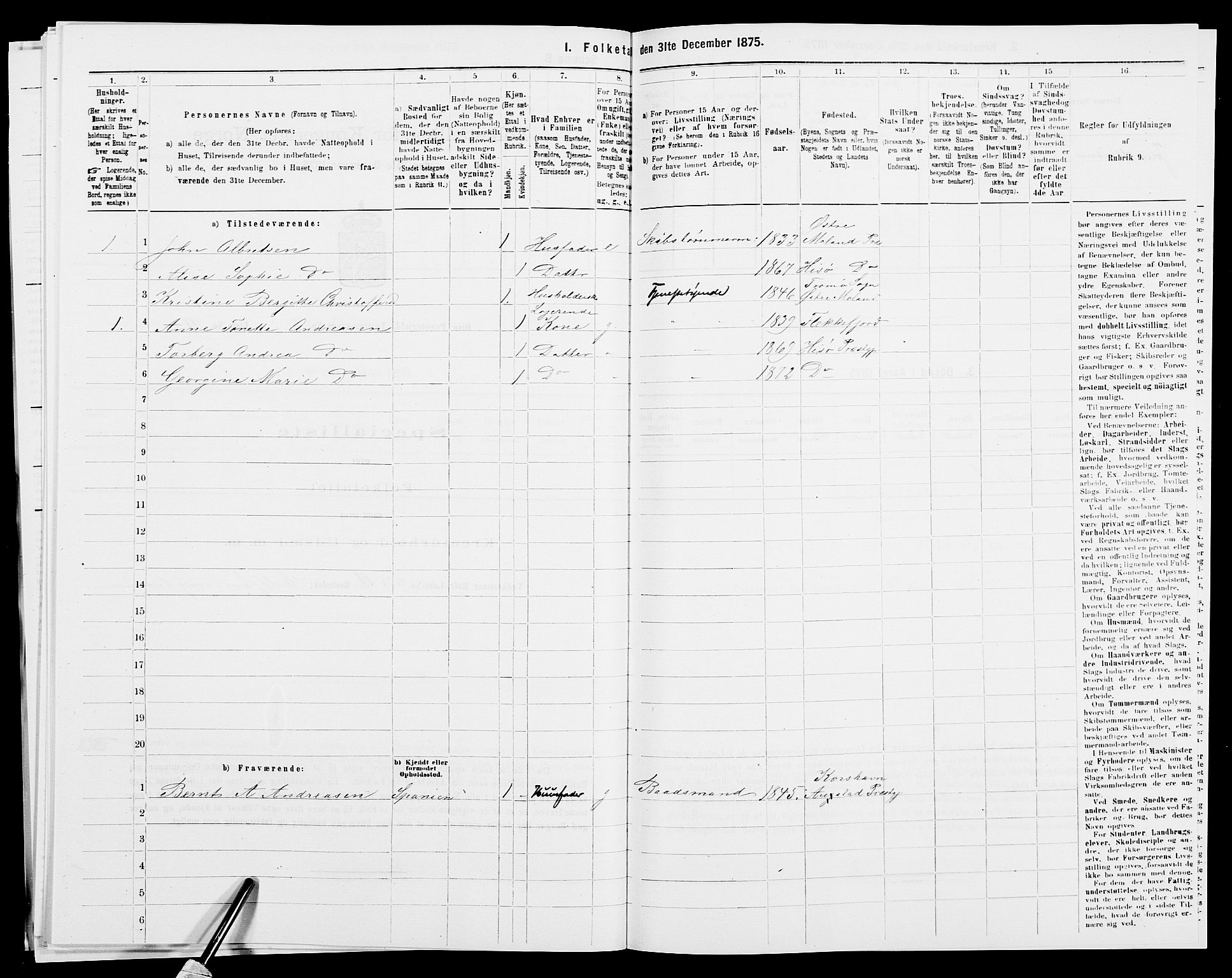 SAK, 1875 census for 0922P Hisøy, 1875, p. 381