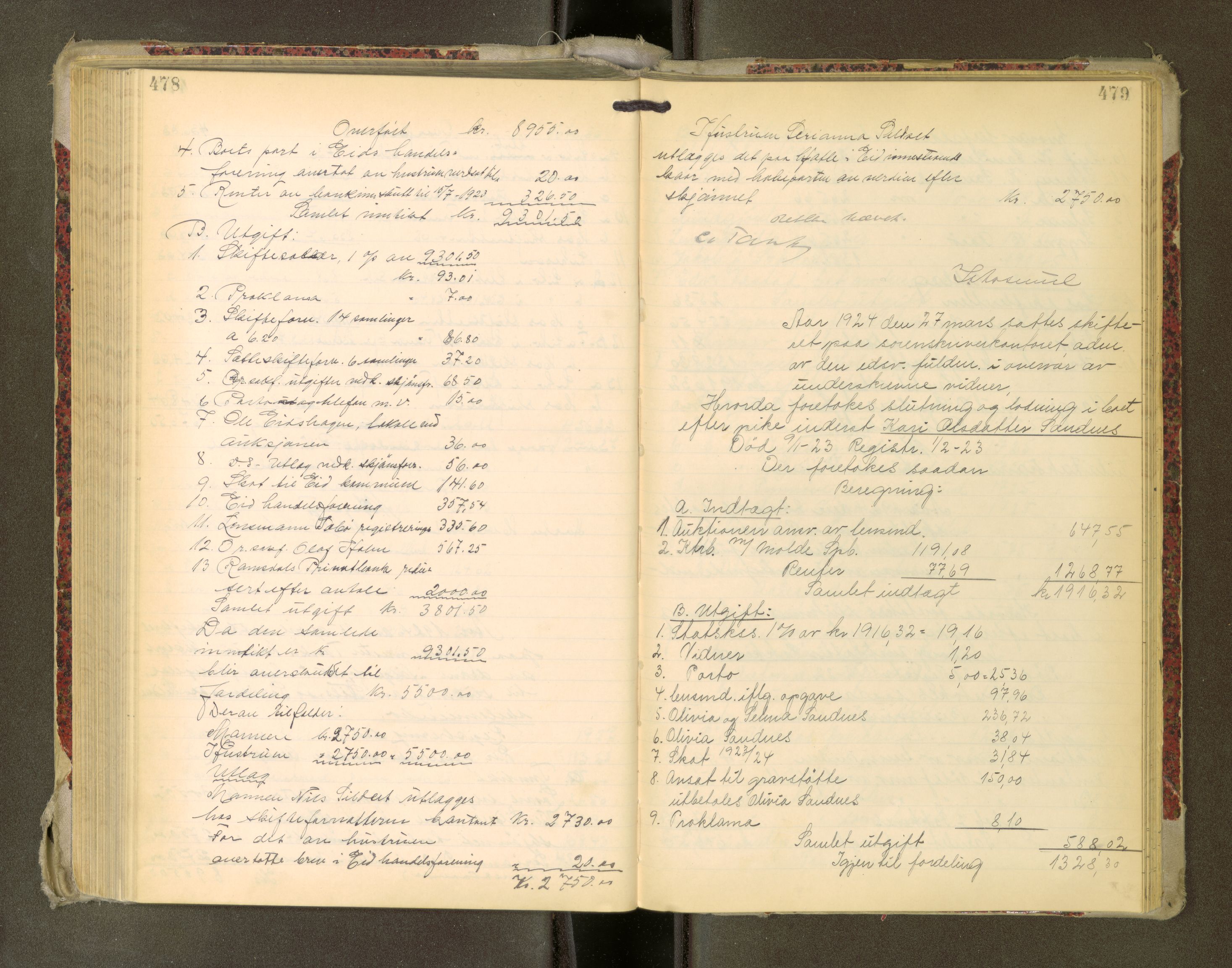 Romsdal sorenskriveri, AV/SAT-A-4149/1/3/3A/L0022: Skifteutlodnings Protokoll, 1920-1924, p. 478-479