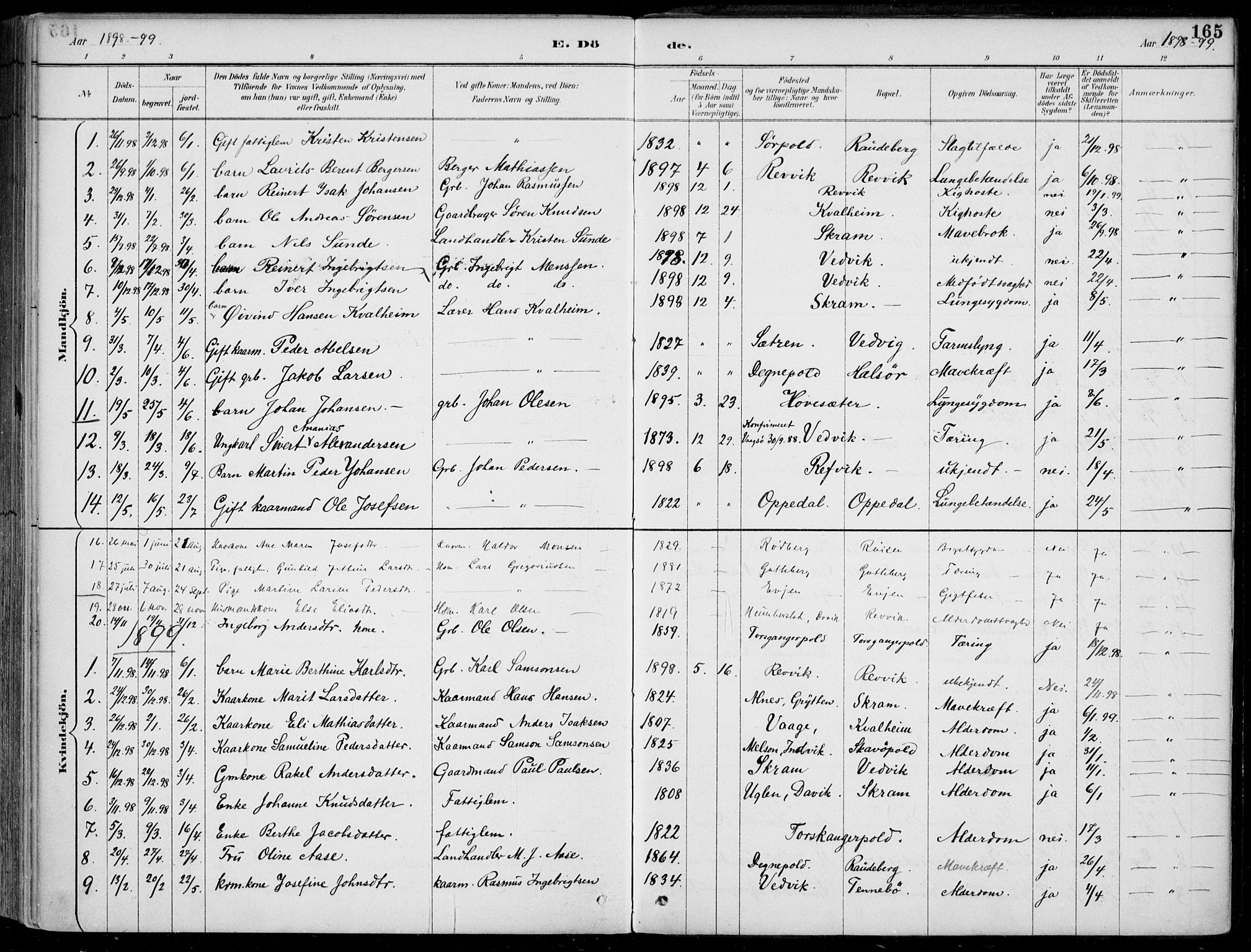 Selje sokneprestembete, AV/SAB-A-99938/H/Ha/Haa/Haac/L0002: Parish register (official) no. C  2, 1889-1904, p. 165