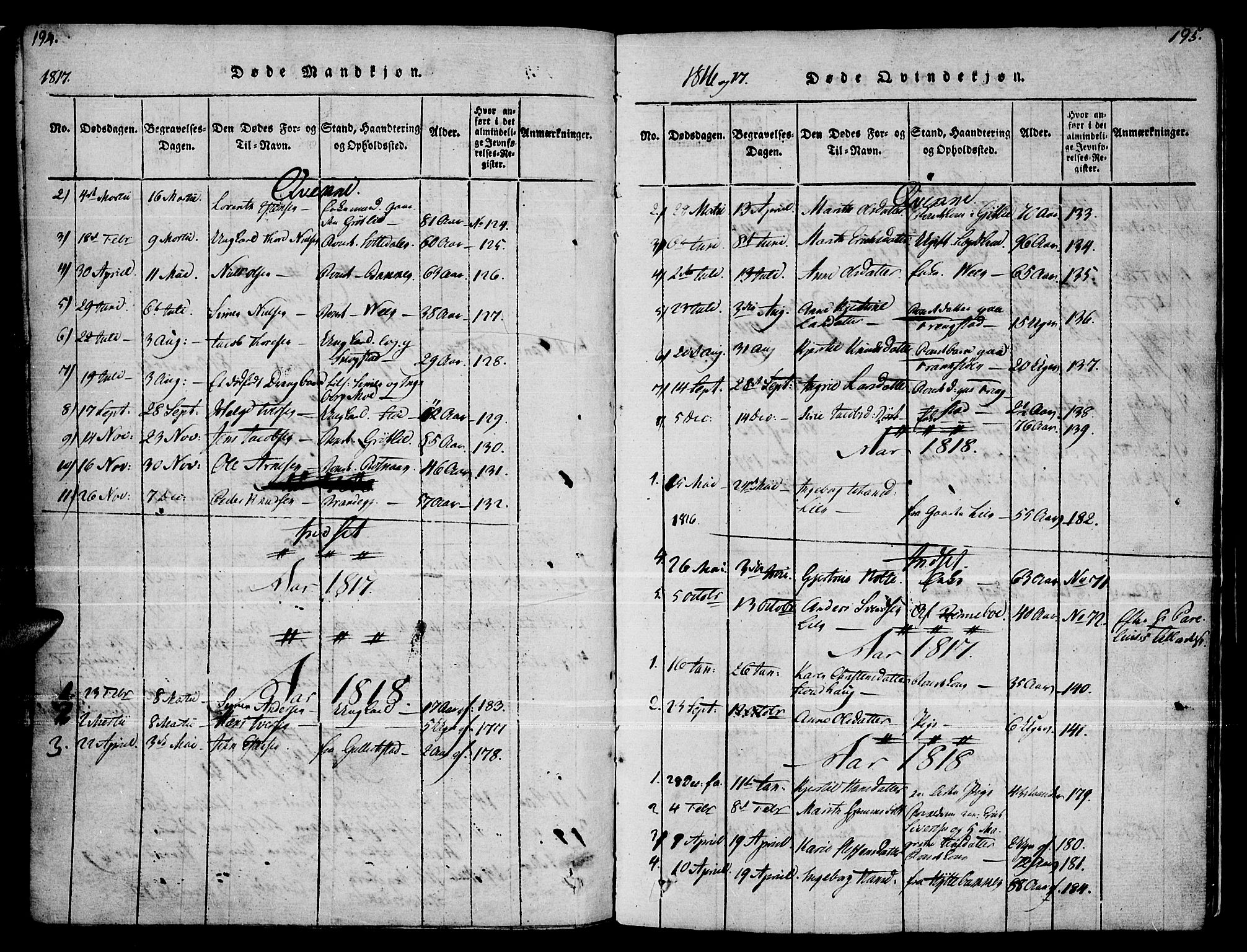 Kvikne prestekontor, SAH/PREST-064/H/Ha/Haa/L0004: Parish register (official) no. 4, 1815-1840, p. 194-195
