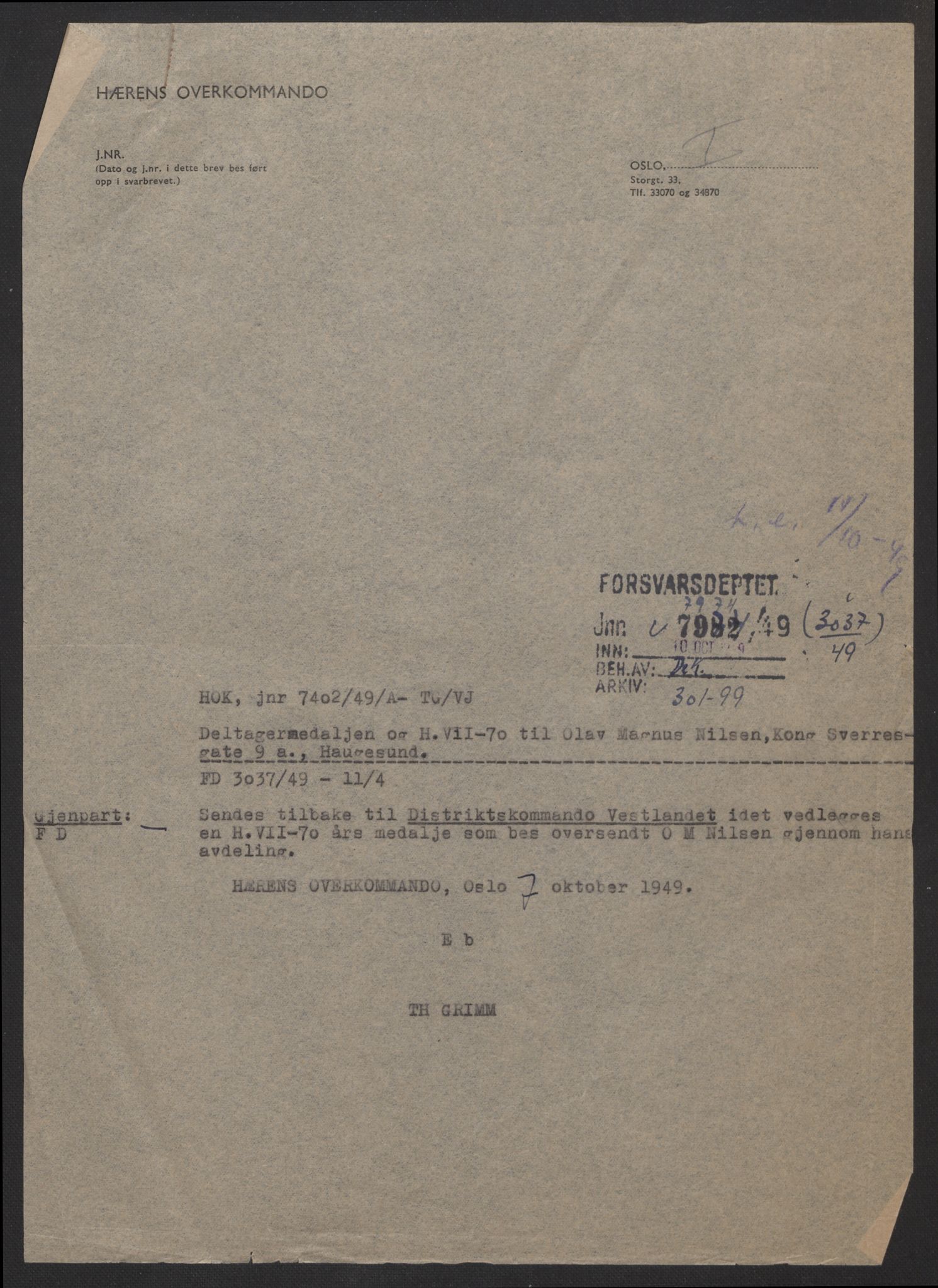 Forsvarsdepartementet, arkivet 1940-1945, RA/RAFA-2062, 1940-1945, p. 661