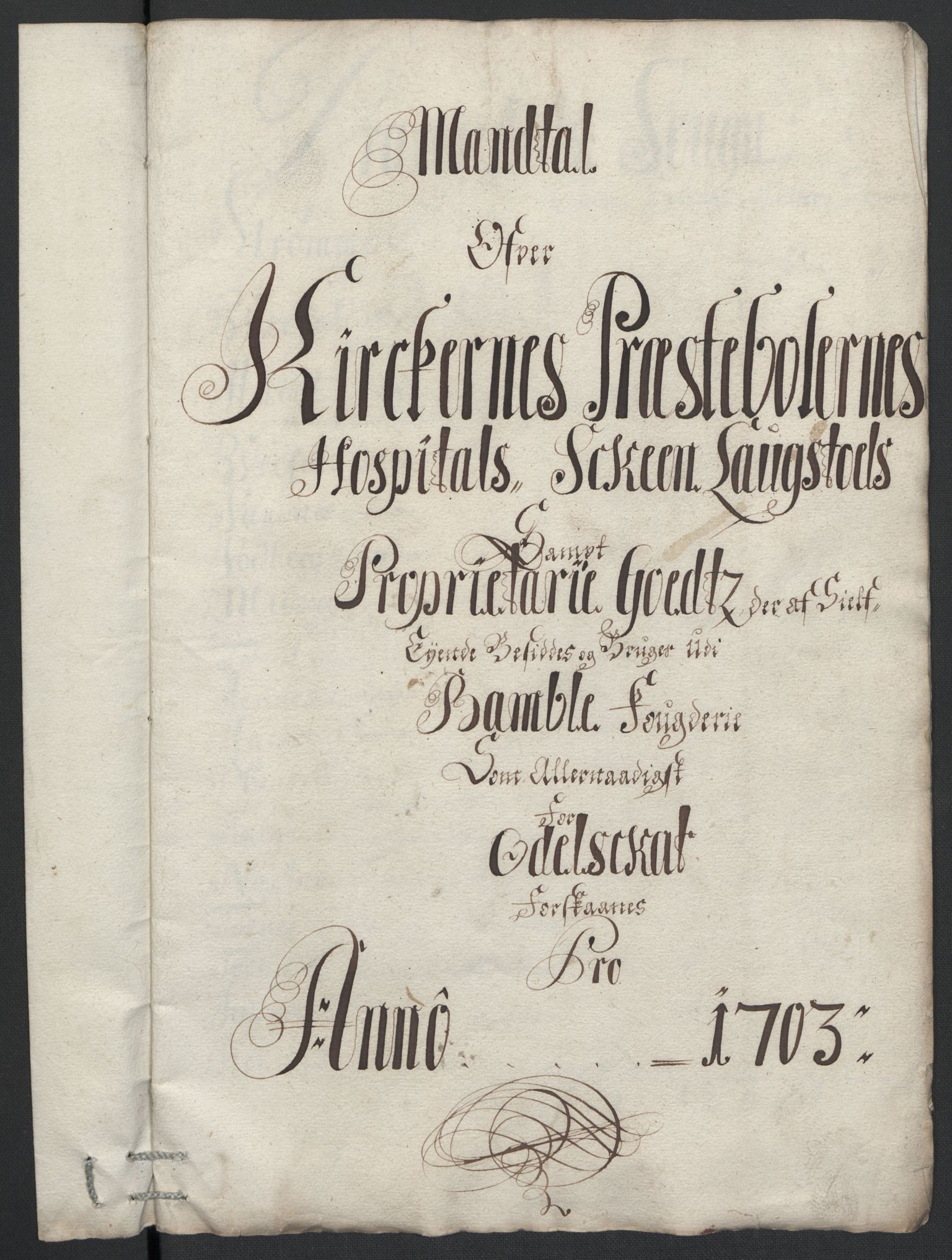 Rentekammeret inntil 1814, Reviderte regnskaper, Fogderegnskap, RA/EA-4092/R36/L2110: Fogderegnskap Øvre og Nedre Telemark og Bamble, 1703, p. 84