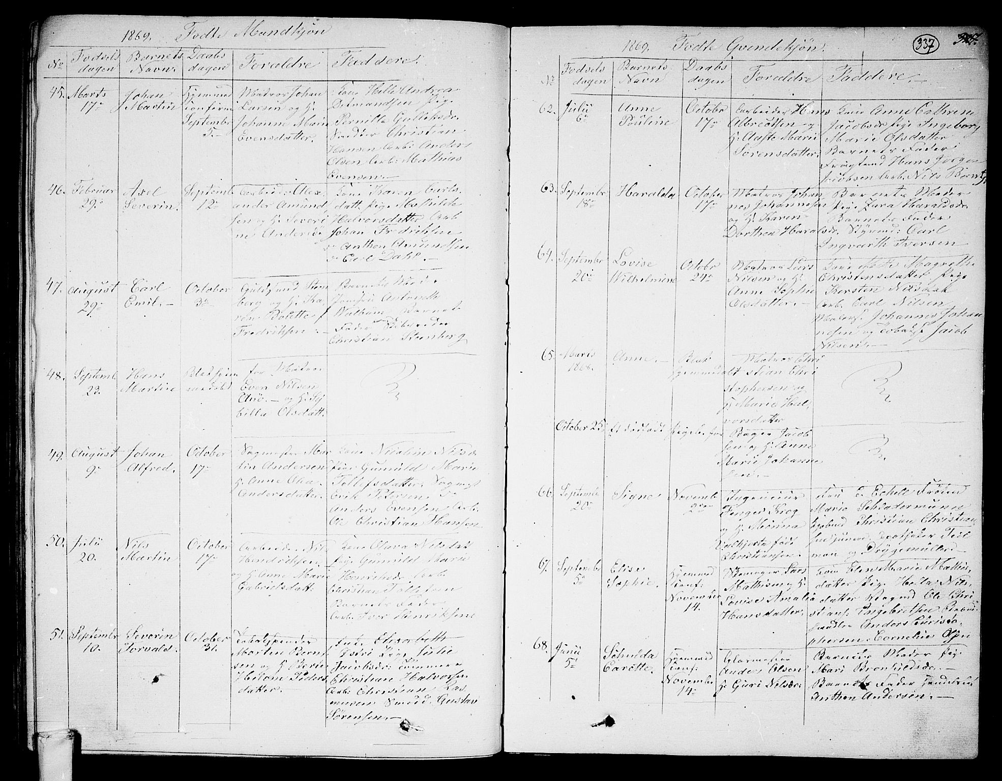 Larvik kirkebøker, AV/SAKO-A-352/G/Ga/L0003a: Parish register (copy) no. I 3A, 1830-1870, p. 337