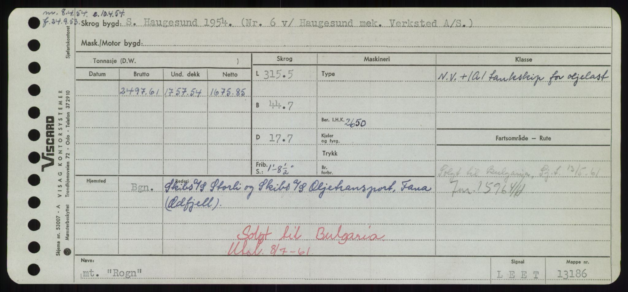 Sjøfartsdirektoratet med forløpere, Skipsmålingen, RA/S-1627/H/Hd/L0031: Fartøy, Rju-Sam, p. 45