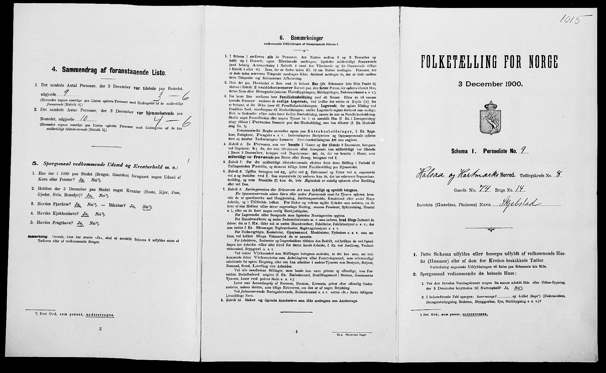 SAK, 1900 census for Halse og Harkmark, 1900, p. 1161