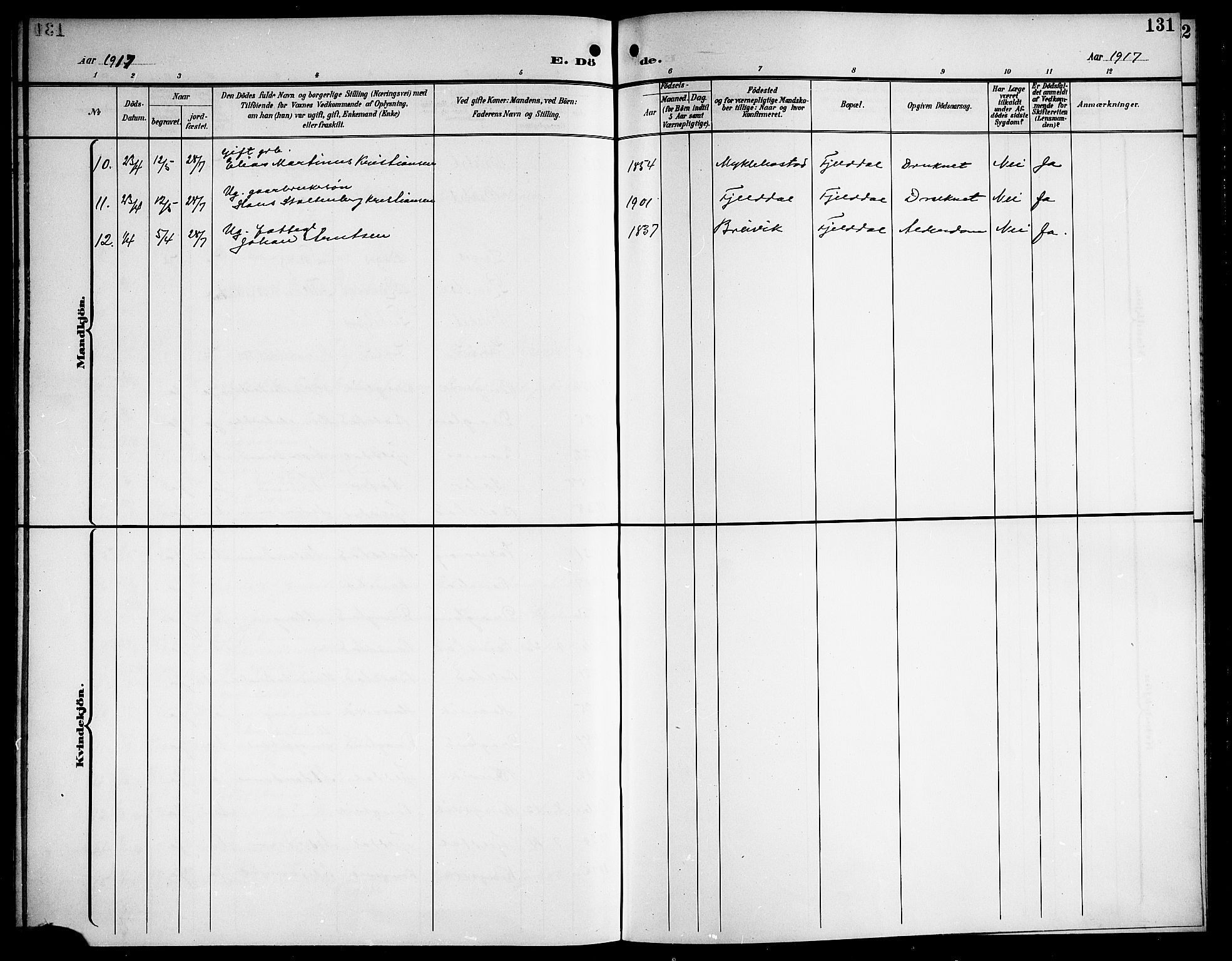 Ministerialprotokoller, klokkerbøker og fødselsregistre - Nordland, AV/SAT-A-1459/865/L0932: Parish register (copy) no. 865C04, 1901-1917, p. 131