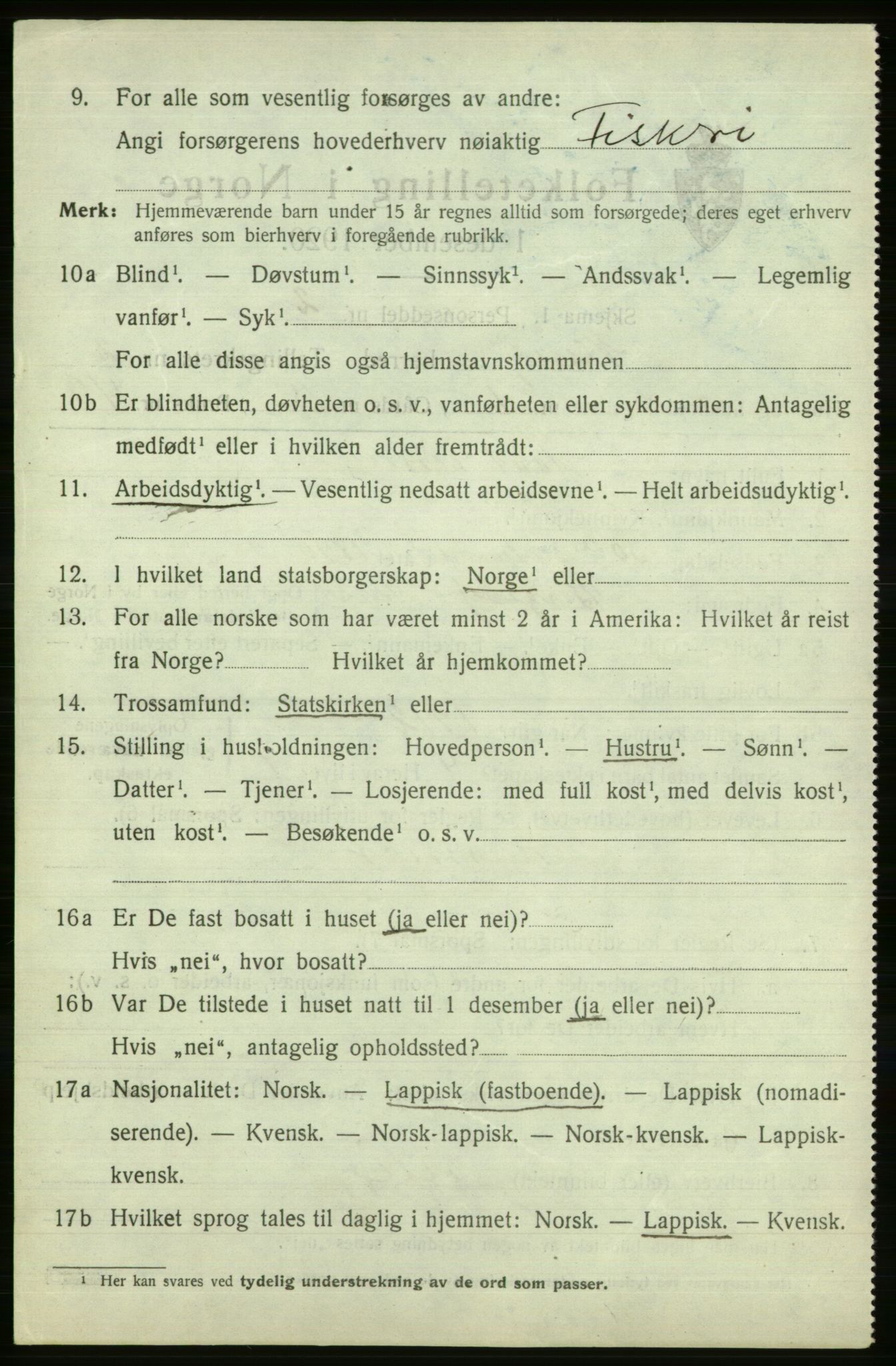 SATØ, 1920 census for Nesseby, 1920, p. 917