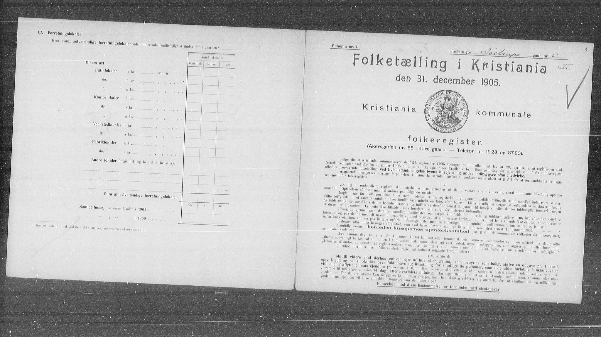 OBA, Municipal Census 1905 for Kristiania, 1905, p. 60488