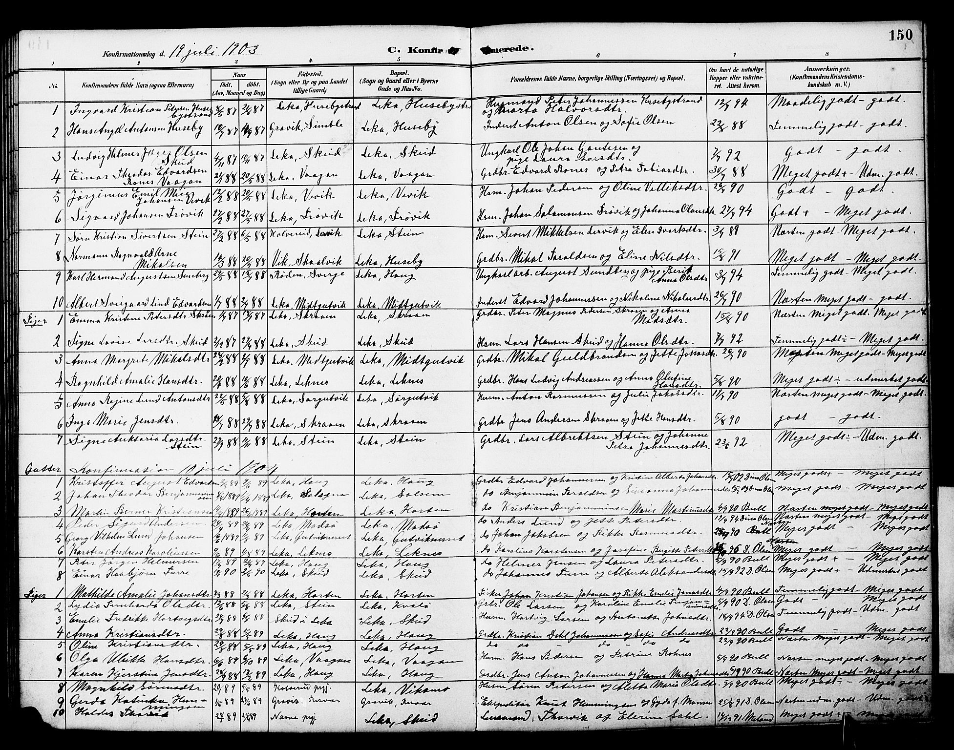 Ministerialprotokoller, klokkerbøker og fødselsregistre - Nord-Trøndelag, AV/SAT-A-1458/788/L0701: Parish register (copy) no. 788C01, 1888-1913, p. 150