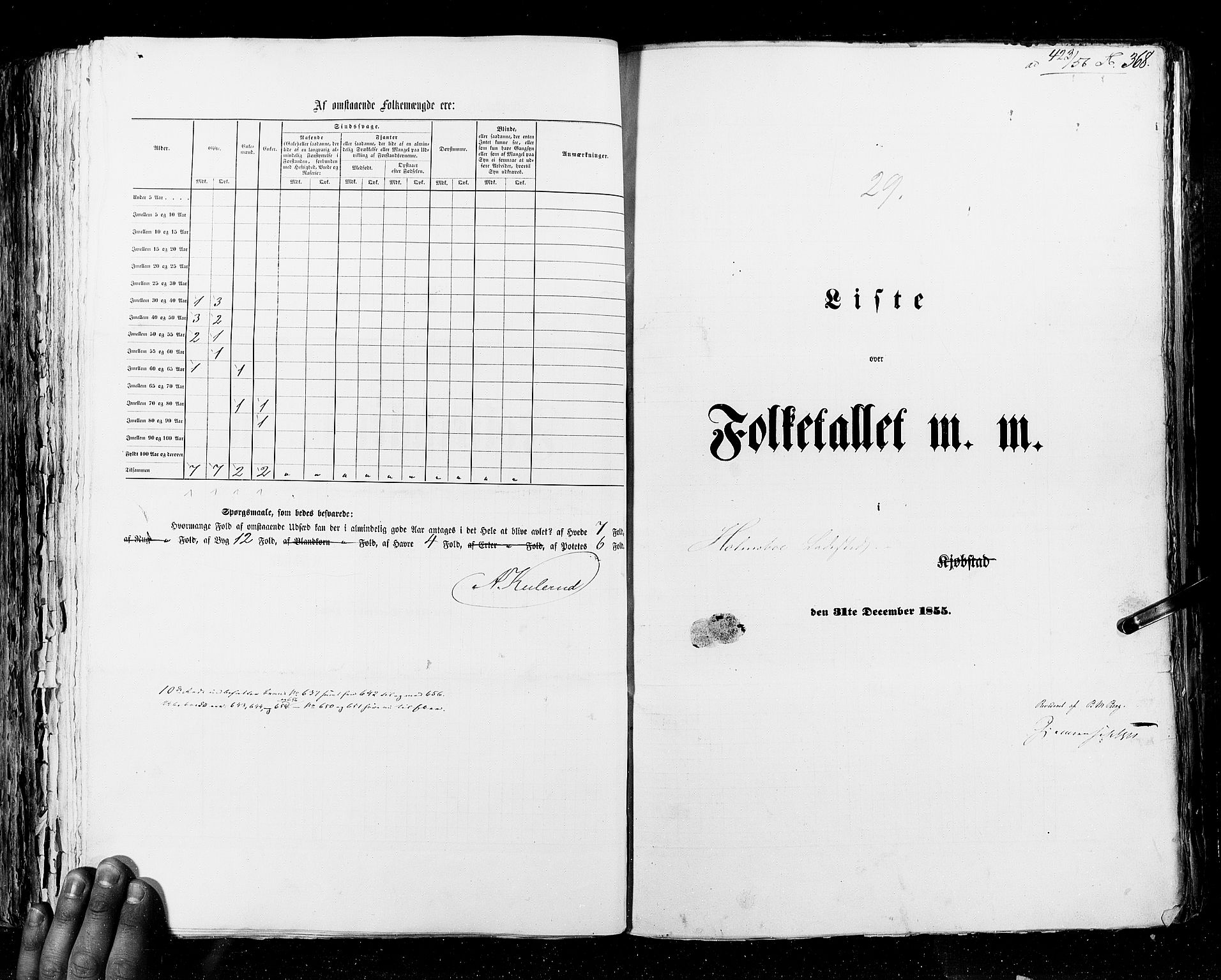 RA, Census 1855, vol. 7: Fredrikshald-Kragerø, 1855, p. 368