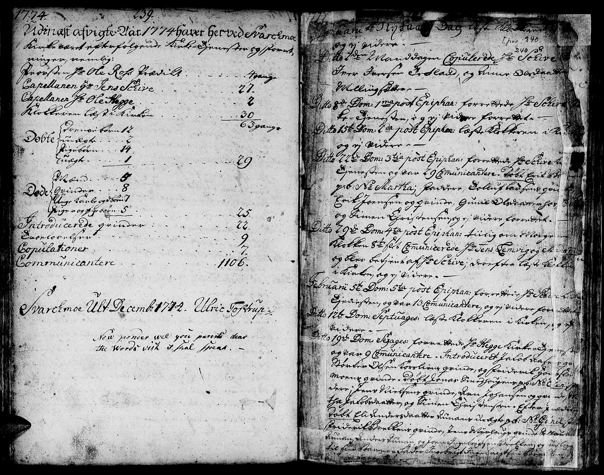 Ministerialprotokoller, klokkerbøker og fødselsregistre - Sør-Trøndelag, SAT/A-1456/671/L0840: Parish register (official) no. 671A02, 1756-1794, p. 239-240