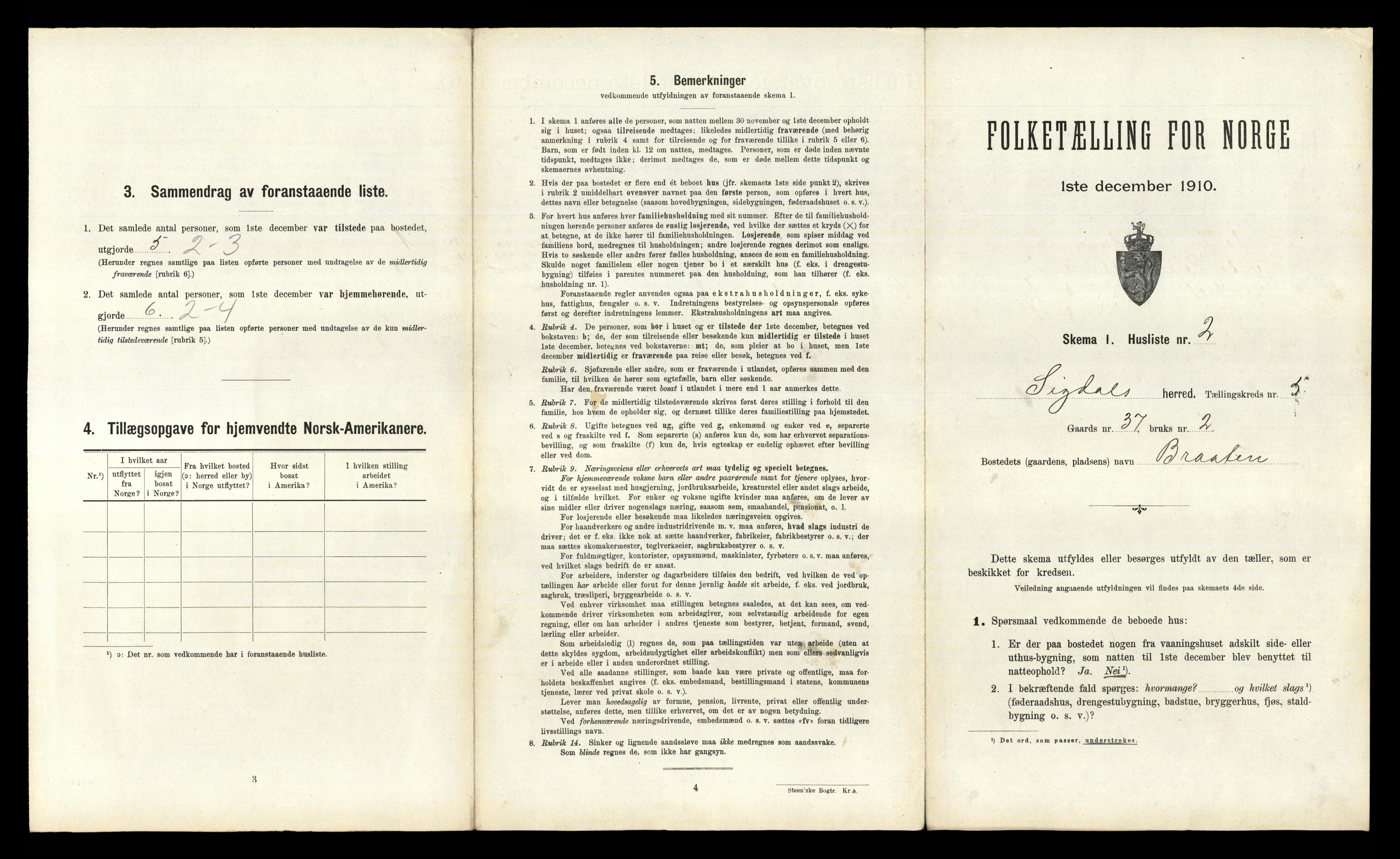 RA, 1910 census for Sigdal, 1910, p. 482