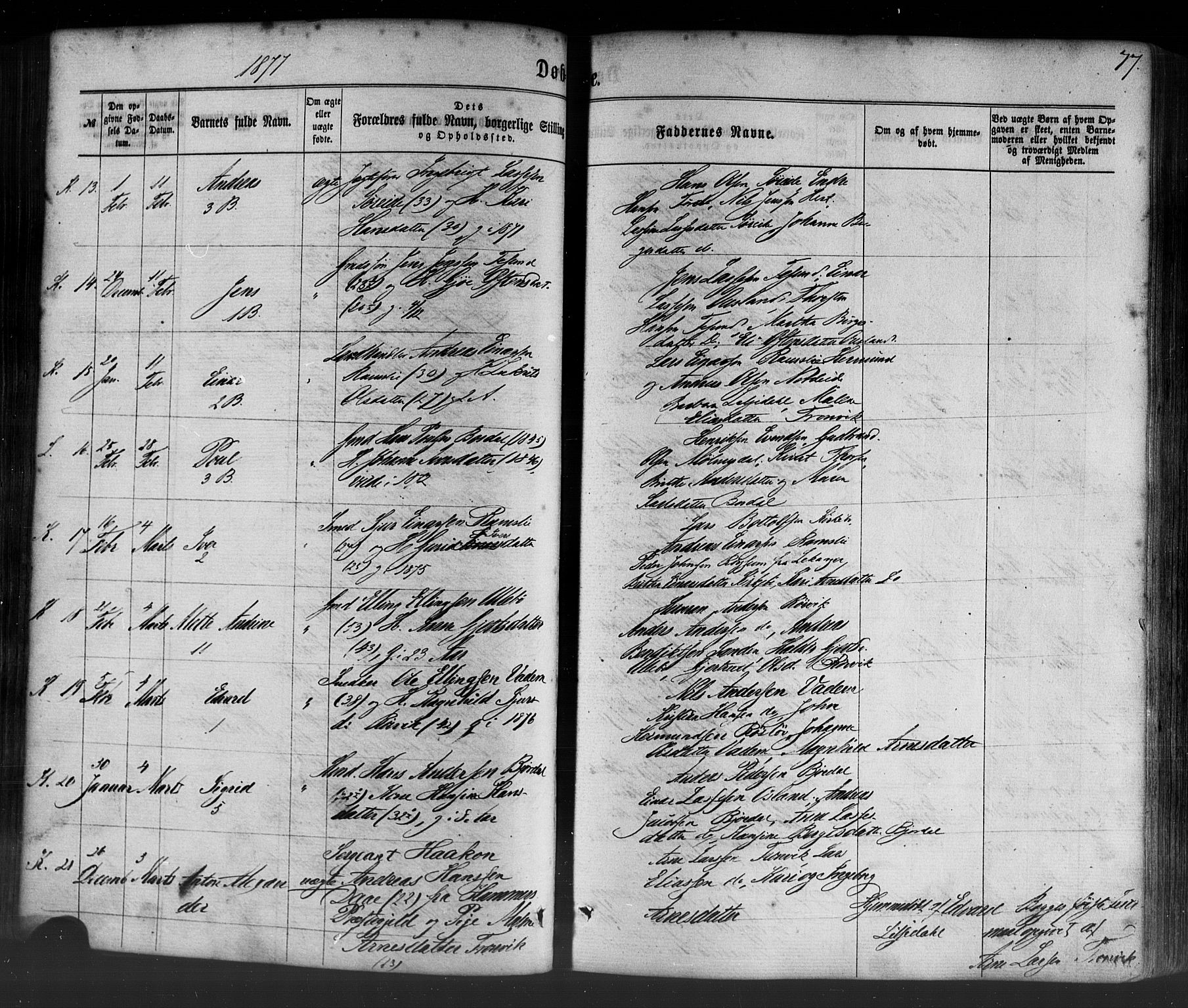 Lavik sokneprestembete, AV/SAB-A-80901: Parish register (official) no. A 4, 1864-1881, p. 77