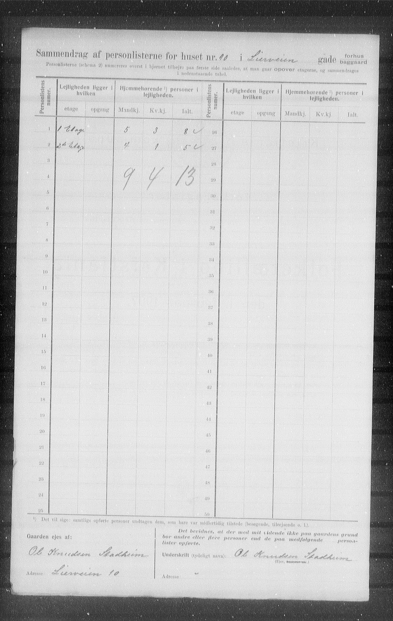 OBA, Municipal Census 1907 for Kristiania, 1907, p. 29605