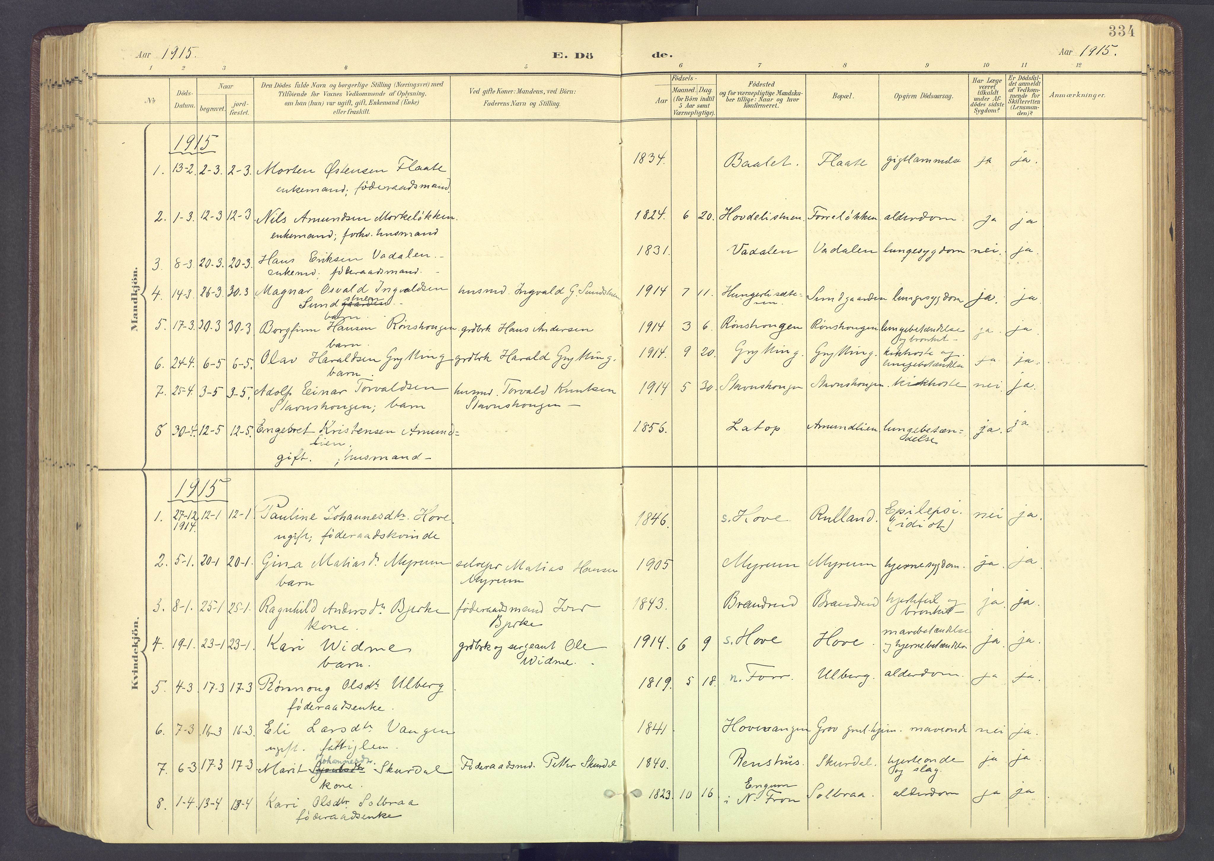 Sør-Fron prestekontor, AV/SAH-PREST-010/H/Ha/Haa/L0004: Parish register (official) no. 4, 1898-1919, p. 334