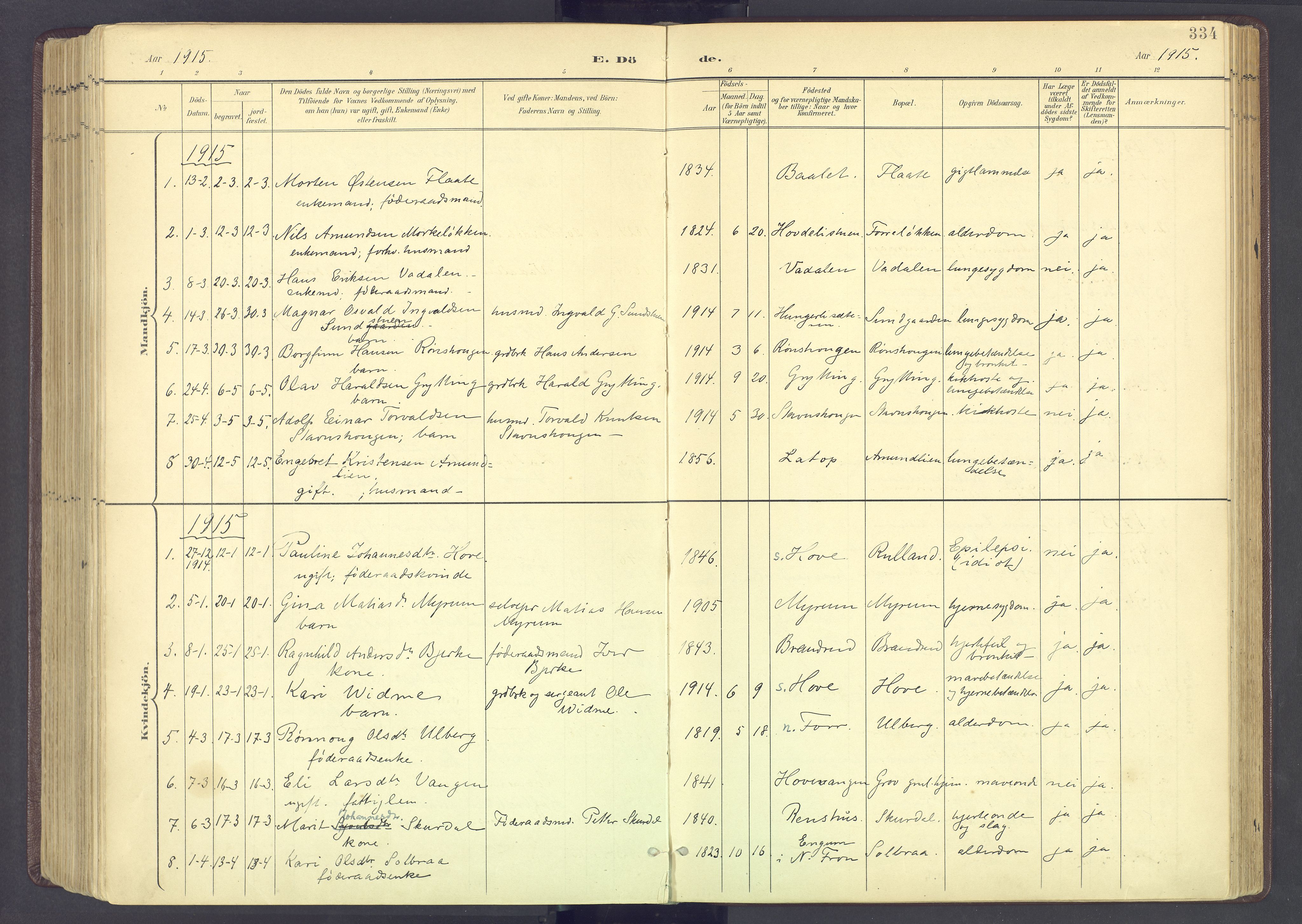 Sør-Fron prestekontor, SAH/PREST-010/H/Ha/Haa/L0004: Parish register (official) no. 4, 1898-1919, p. 334