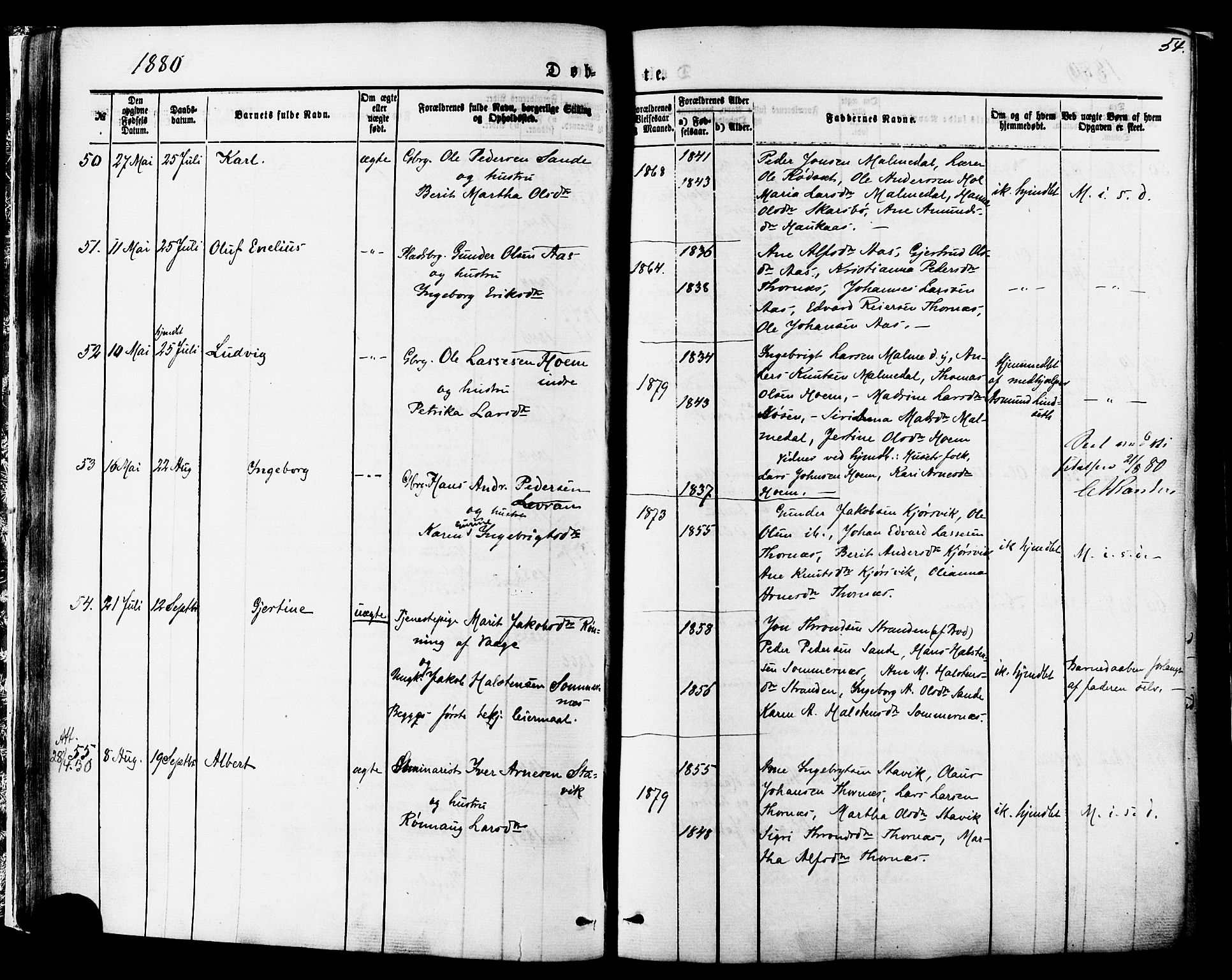 Ministerialprotokoller, klokkerbøker og fødselsregistre - Møre og Romsdal, AV/SAT-A-1454/565/L0749: Parish register (official) no. 565A03, 1871-1886, p. 54