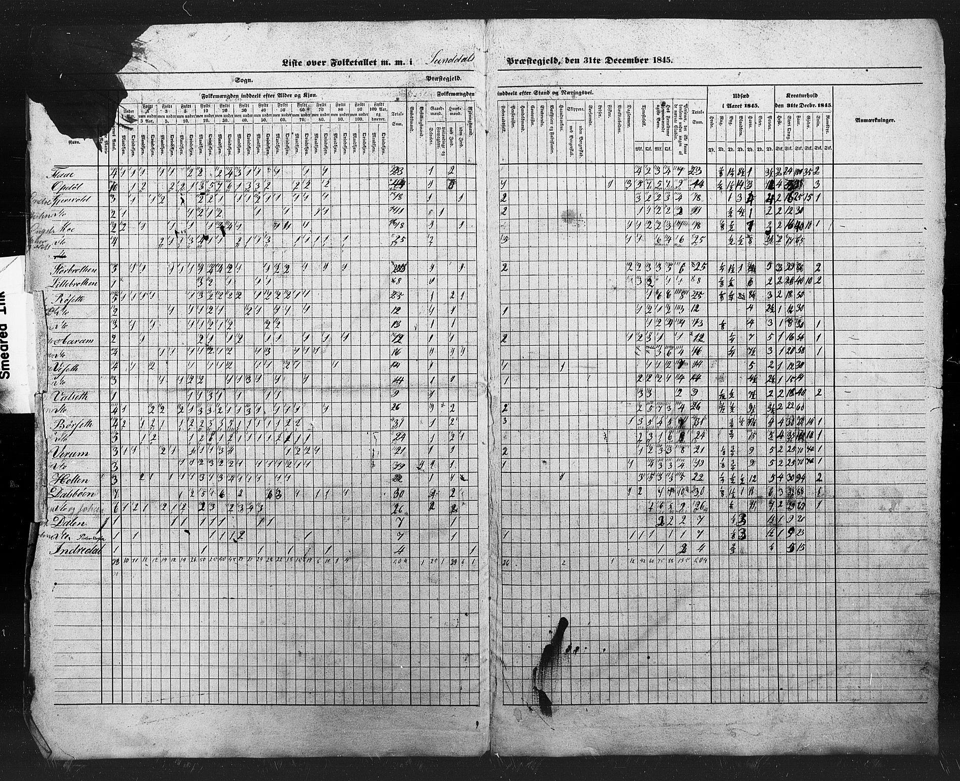 , Census 1845 for Sunndal, 1845, p. 13