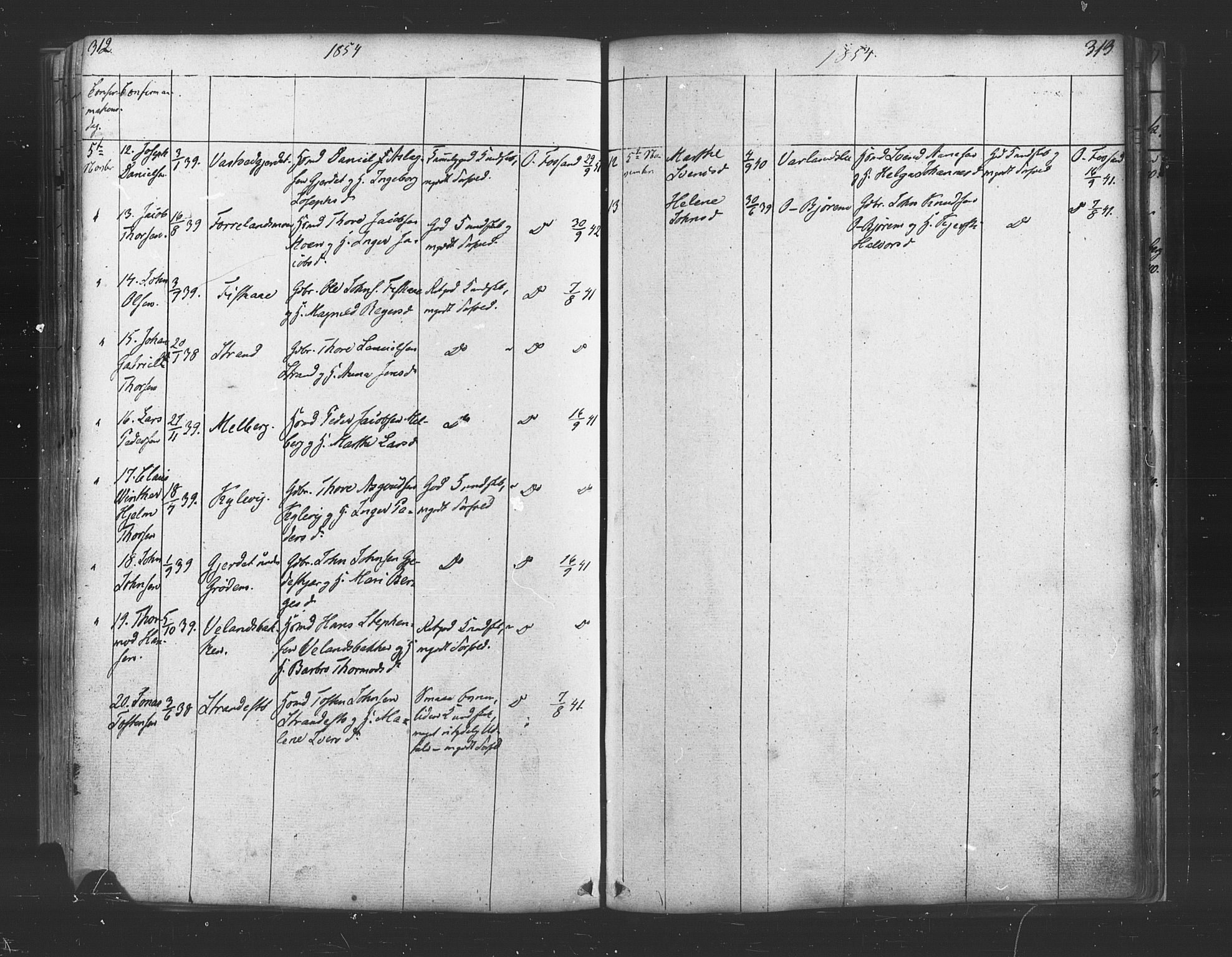 Strand sokneprestkontor, AV/SAST-A-101828/H/Ha/Haa/L0006: Parish register (official) no. A 6, 1834-1854, p. 312-313