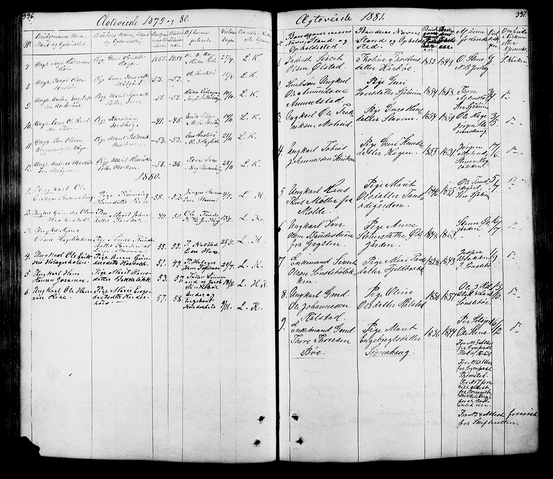 Lesja prestekontor, AV/SAH-PREST-068/H/Ha/Hab/L0005: Parish register (copy) no. 5, 1850-1894, p. 336-337