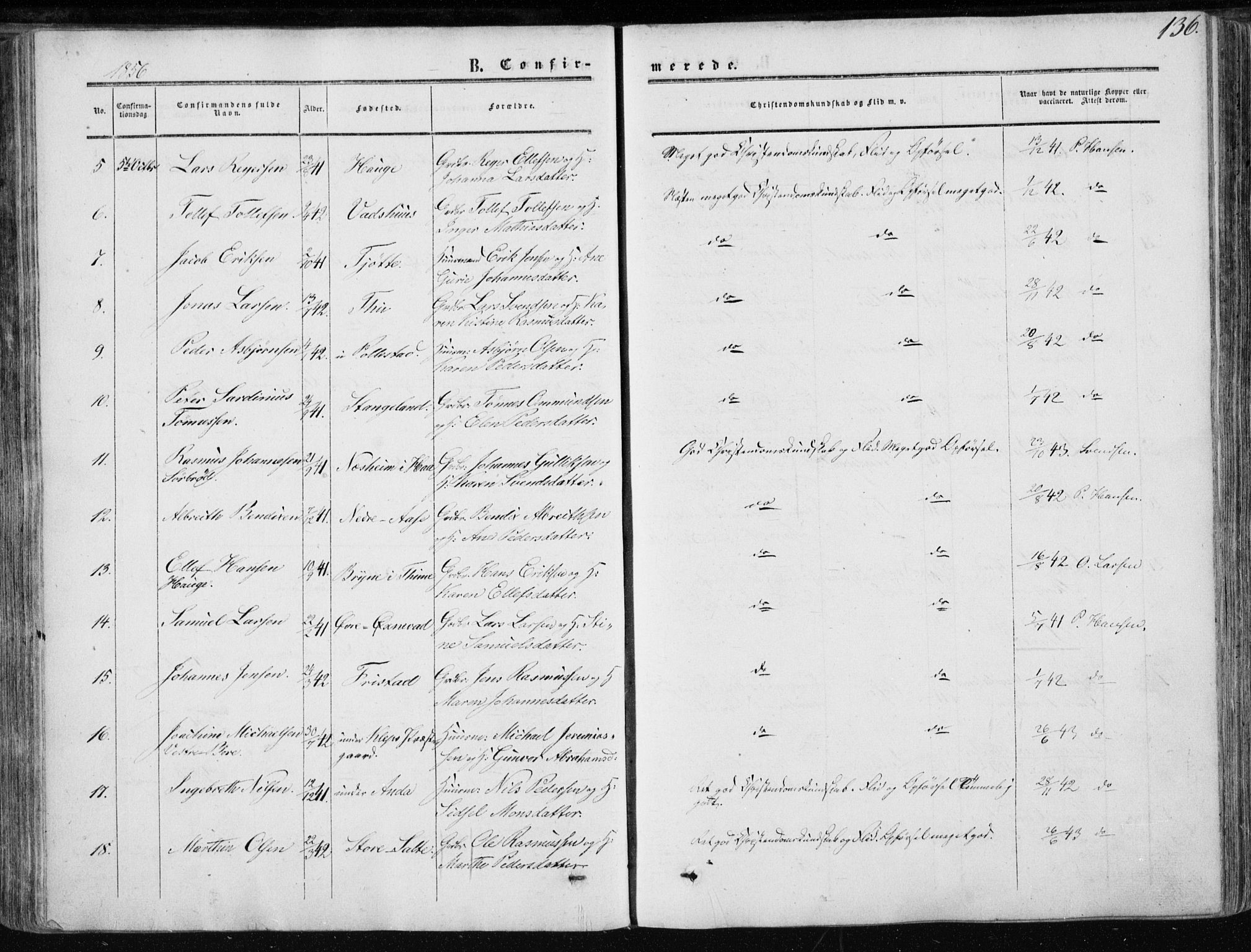 Klepp sokneprestkontor, AV/SAST-A-101803/001/3/30BA/L0005: Parish register (official) no. A 5, 1853-1870, p. 136