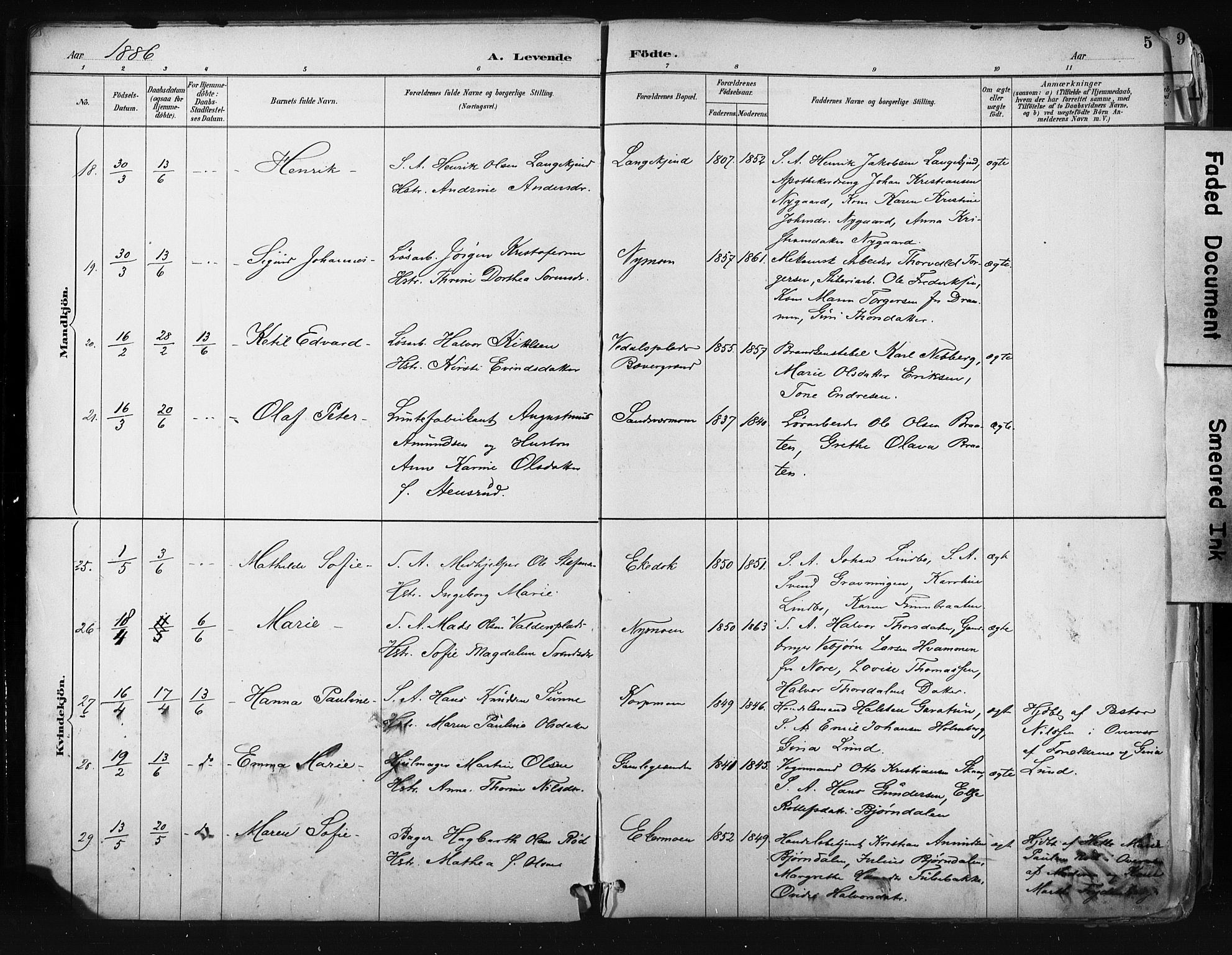 Kongsberg kirkebøker, AV/SAKO-A-22/F/Fb/L0002: Parish register (official) no. II 2, 1886-1896, p. 5