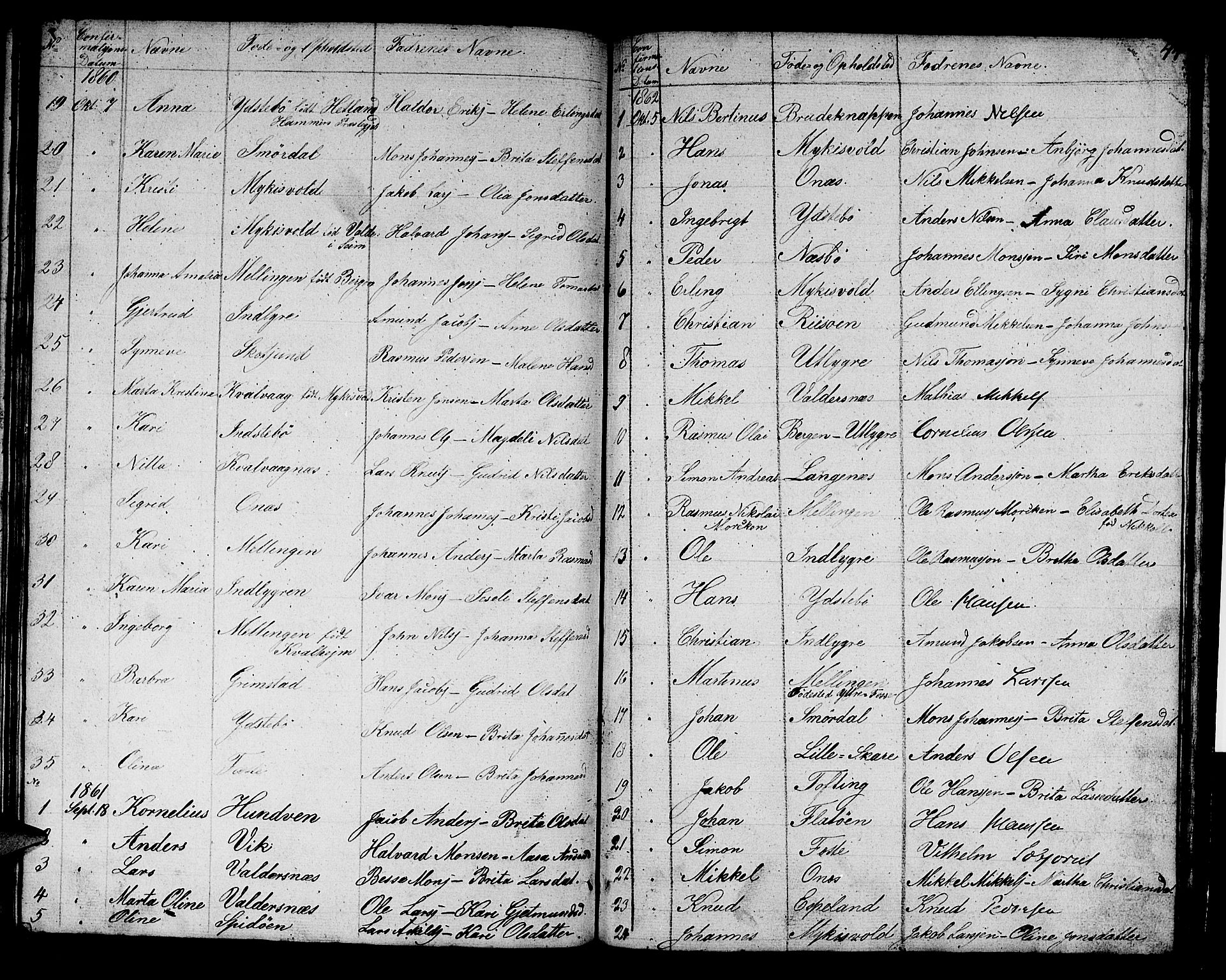 Alversund Sokneprestembete, SAB/A-73901/H/Ha/Hab: Parish register (copy) no. B 1, 1852-1865, p. 44