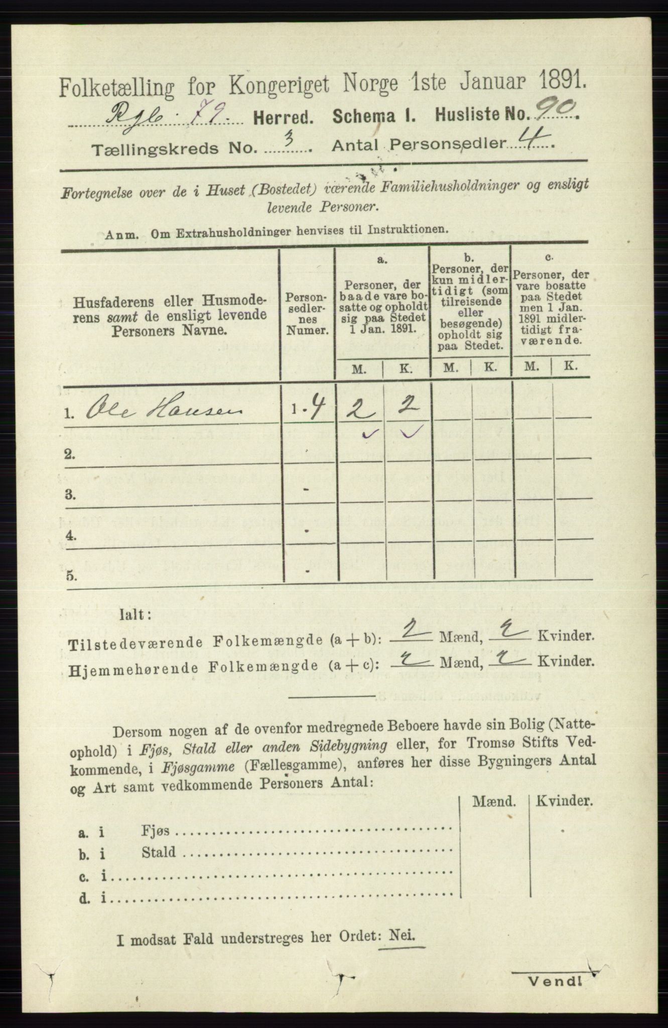 RA, 1891 census for 0520 Ringebu, 1891, p. 716