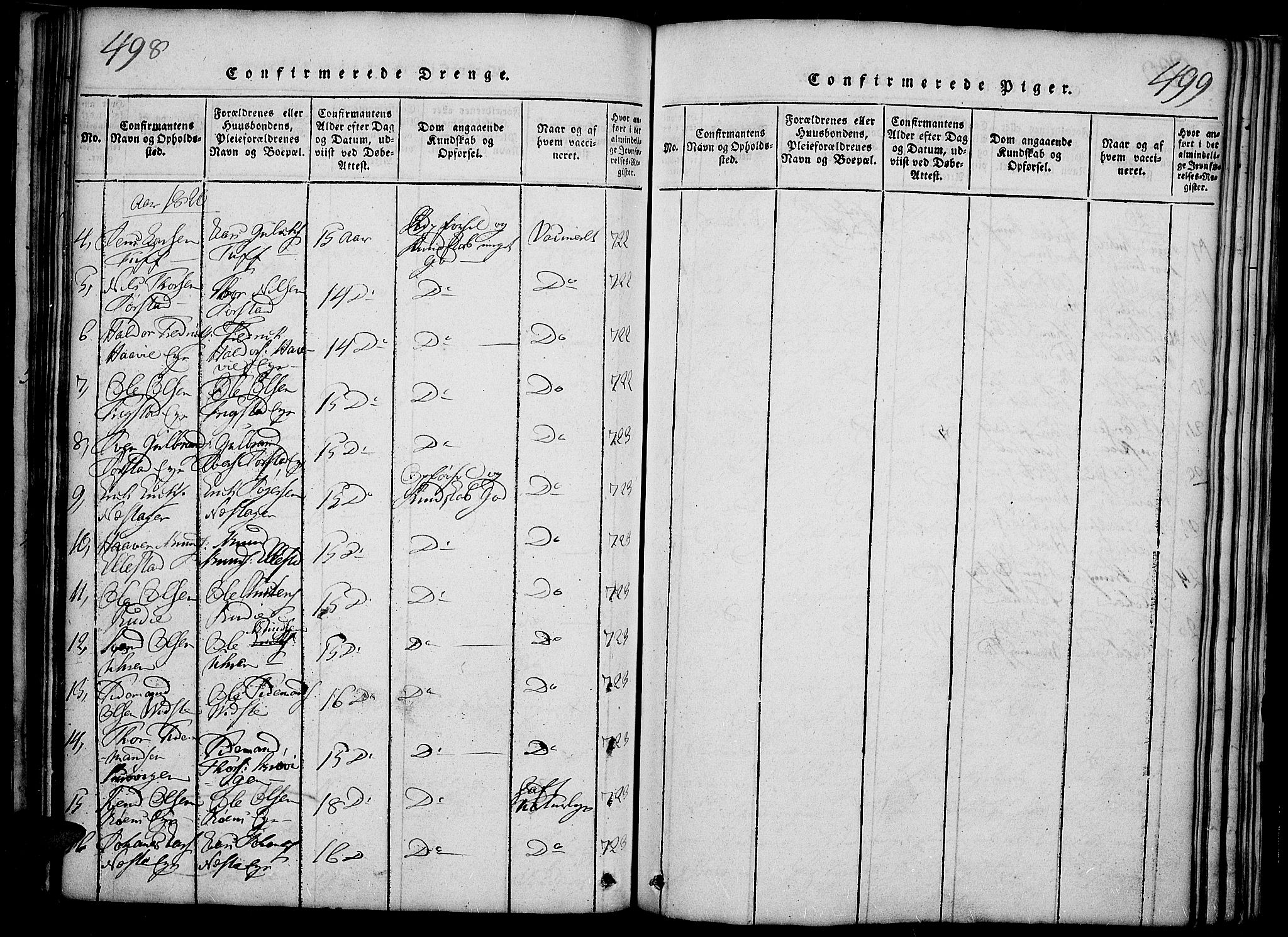 Slidre prestekontor, SAH/PREST-134/H/Ha/Haa/L0002: Parish register (official) no. 2, 1814-1830, p. 498-499