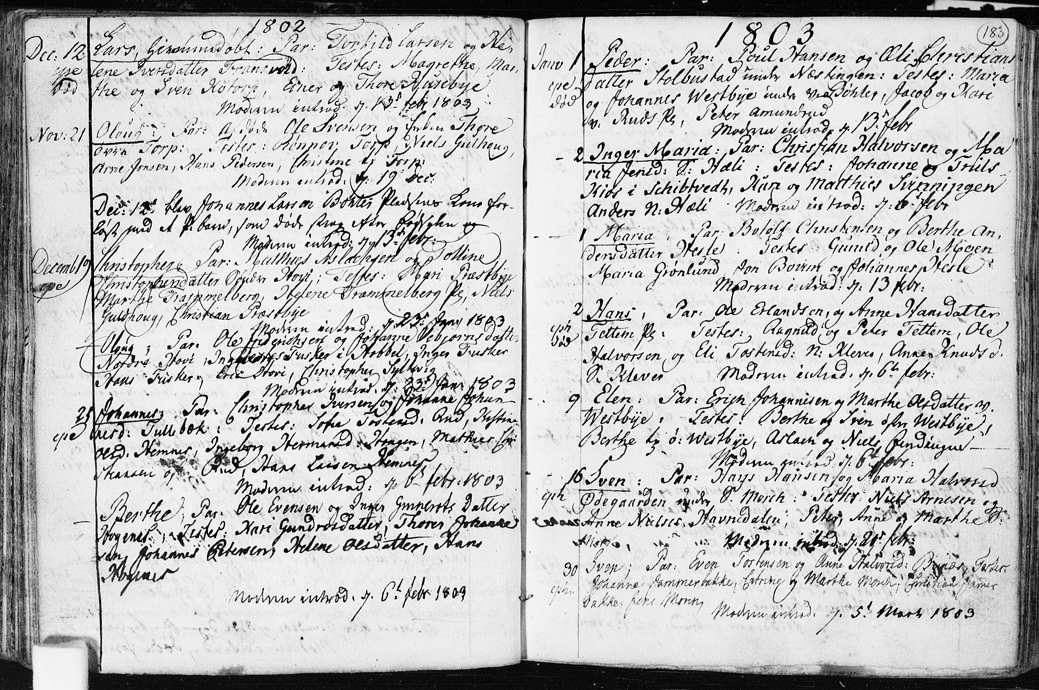 Spydeberg prestekontor Kirkebøker, SAO/A-10924/F/Fa/L0003: Parish register (official) no. I 3, 1778-1814, p. 183