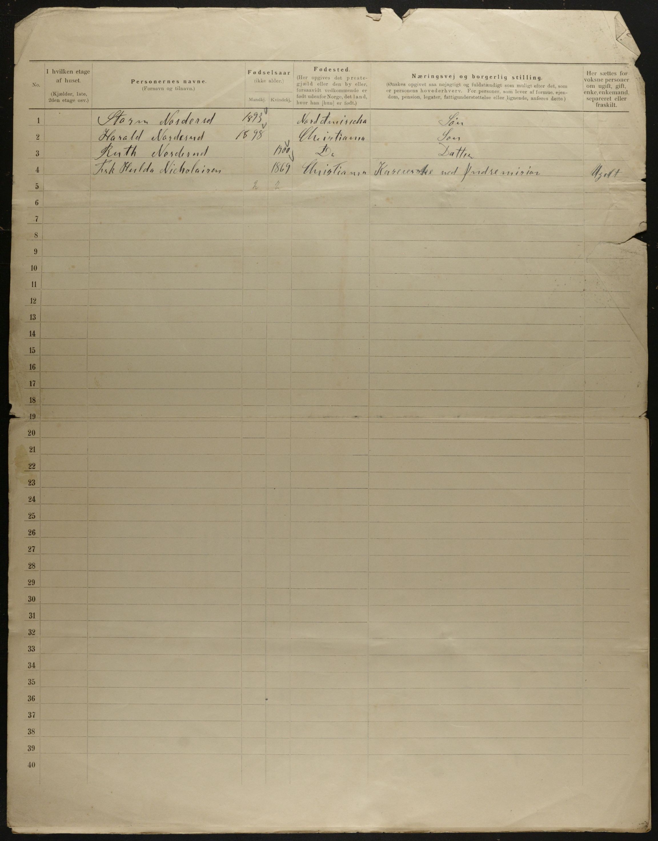 OBA, Municipal Census 1901 for Kristiania, 1901, p. 10958