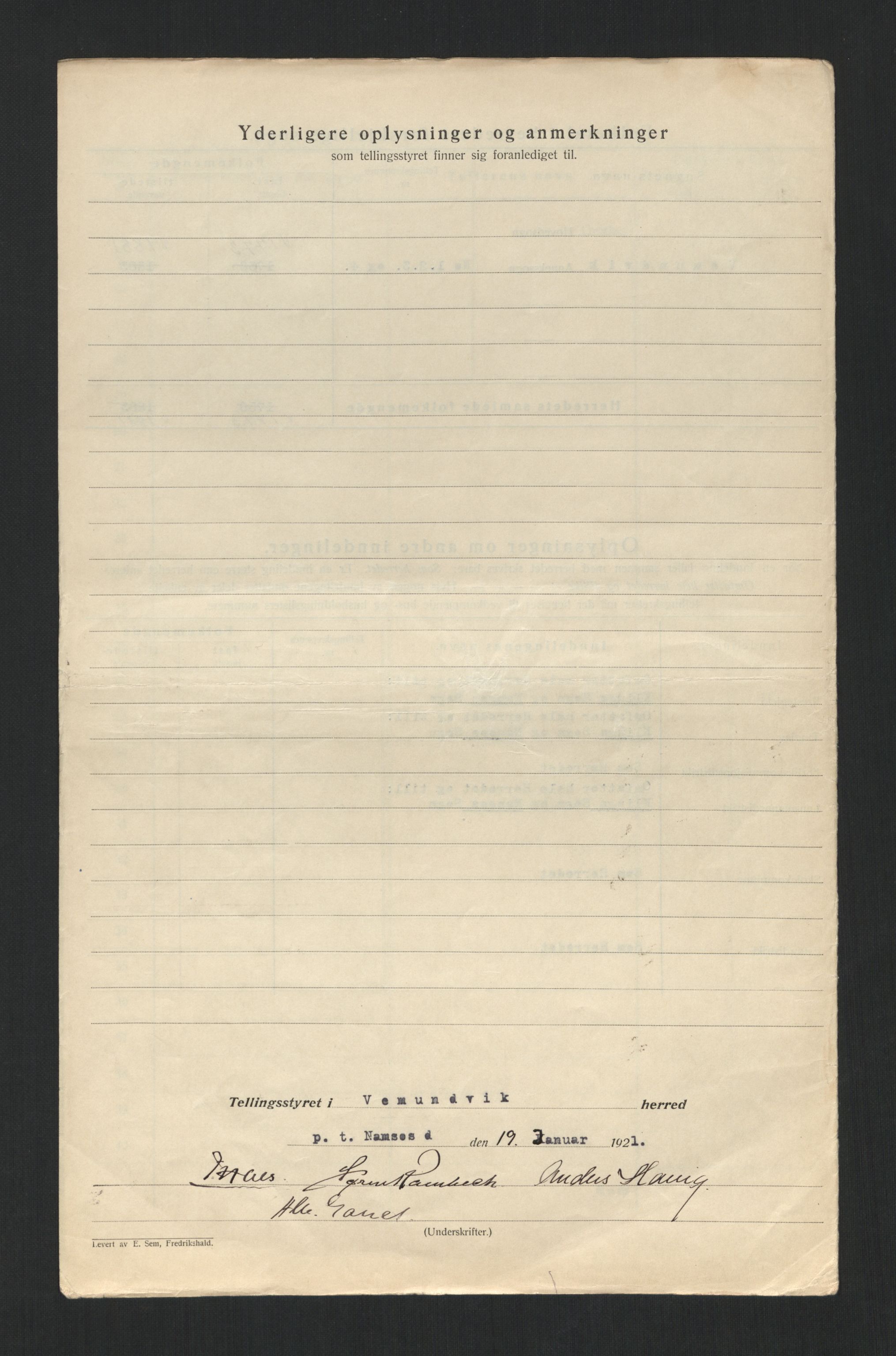 SAT, 1920 census for Vemundvik, 1920, p. 6