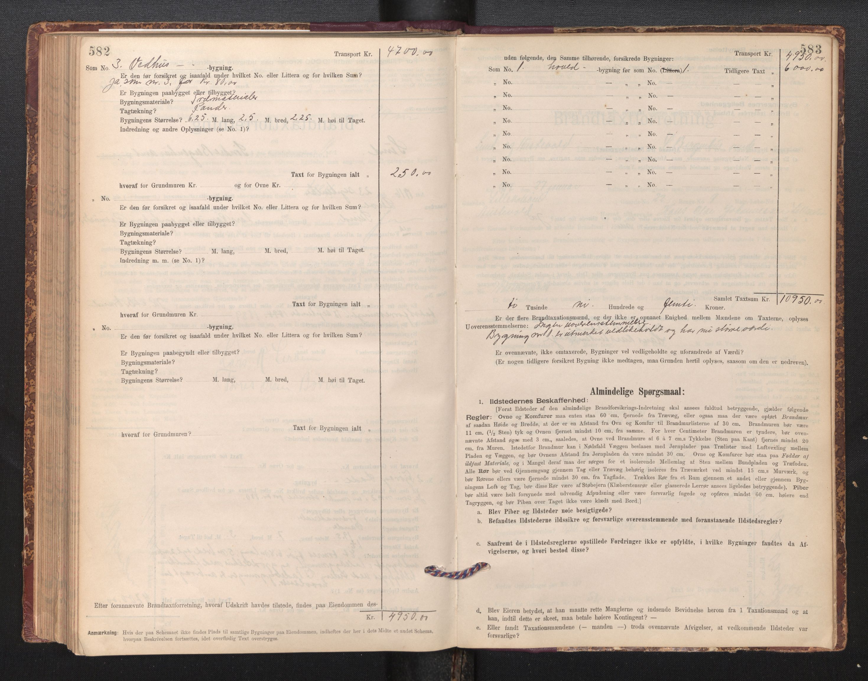 Lensmannen i Sund og Austevoll, SAB/A-35201/0012/L0003: Branntakstprotokoll, skjematakst, 1894-1917, p. 582-583