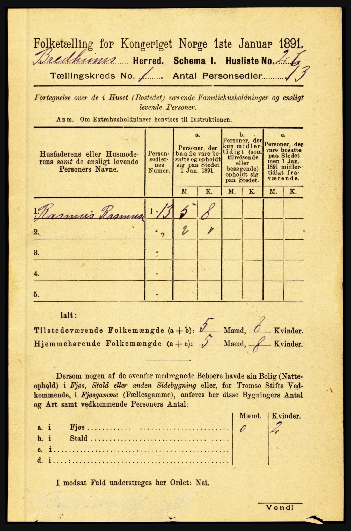 RA, 1891 census for 1446 Breim, 1891, p. 44