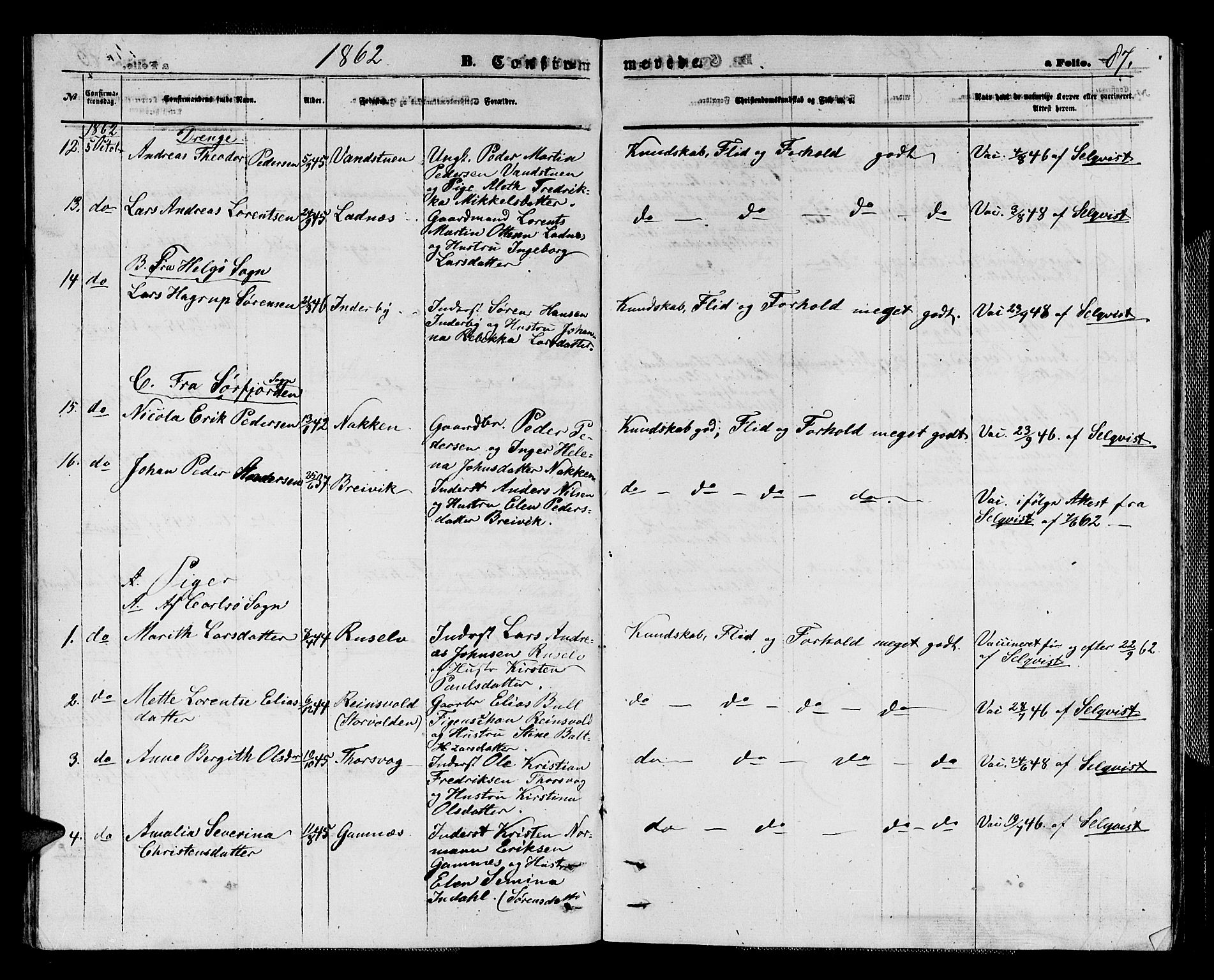 Karlsøy sokneprestembete, AV/SATØ-S-1299/H/Ha/Hab/L0003klokker: Parish register (copy) no. 3, 1862-1877, p. 87