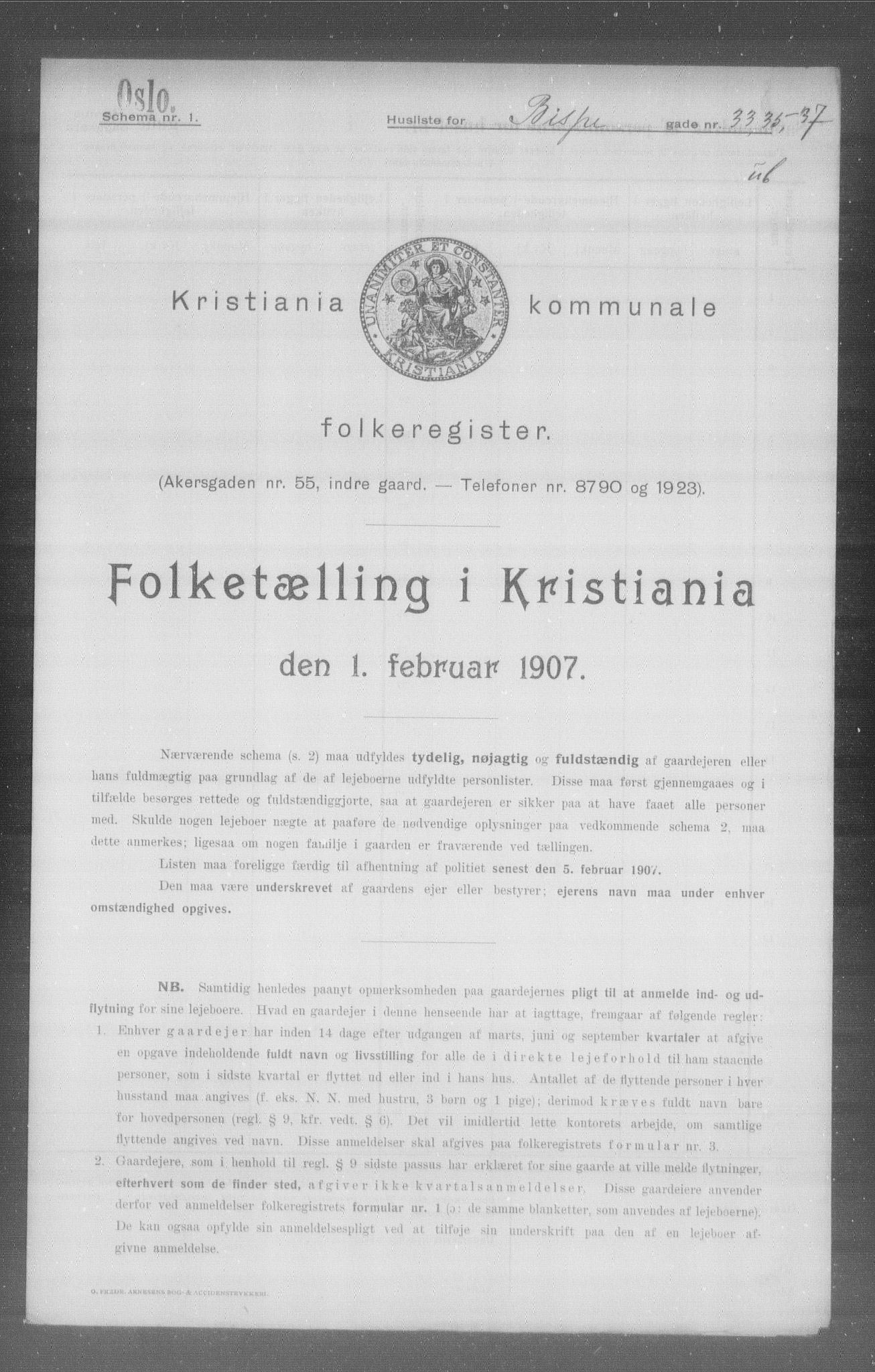 OBA, Municipal Census 1907 for Kristiania, 1907, p. 2806