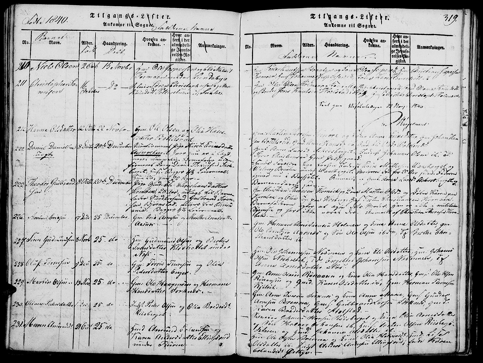 Grue prestekontor, AV/SAH-PREST-036/H/Ha/Hab/L0002: Parish register (copy) no. 2, 1815-1841, p. 319