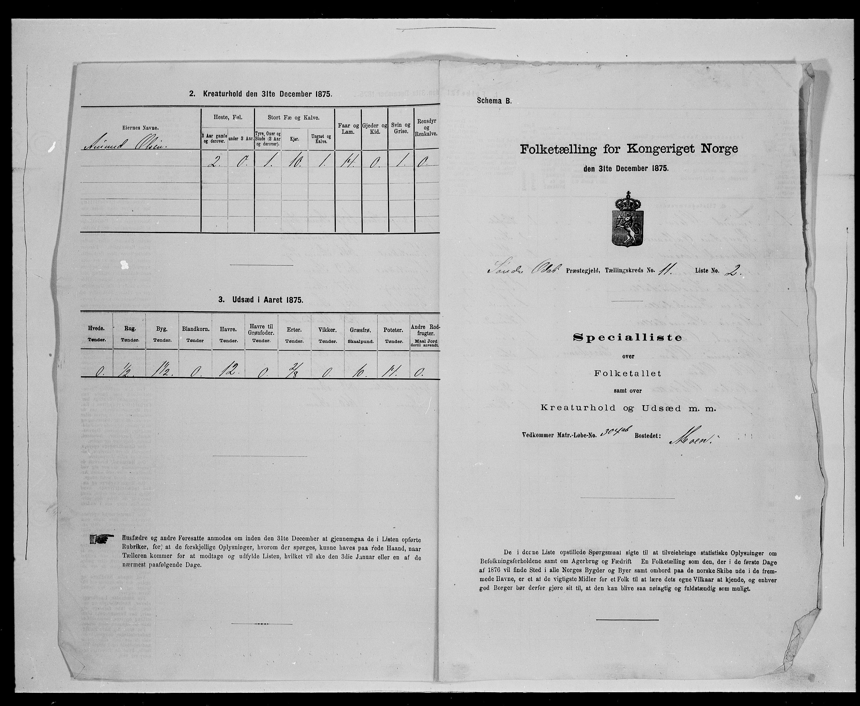 SAH, 1875 census for 0419P Sør-Odal, 1875, p. 1069