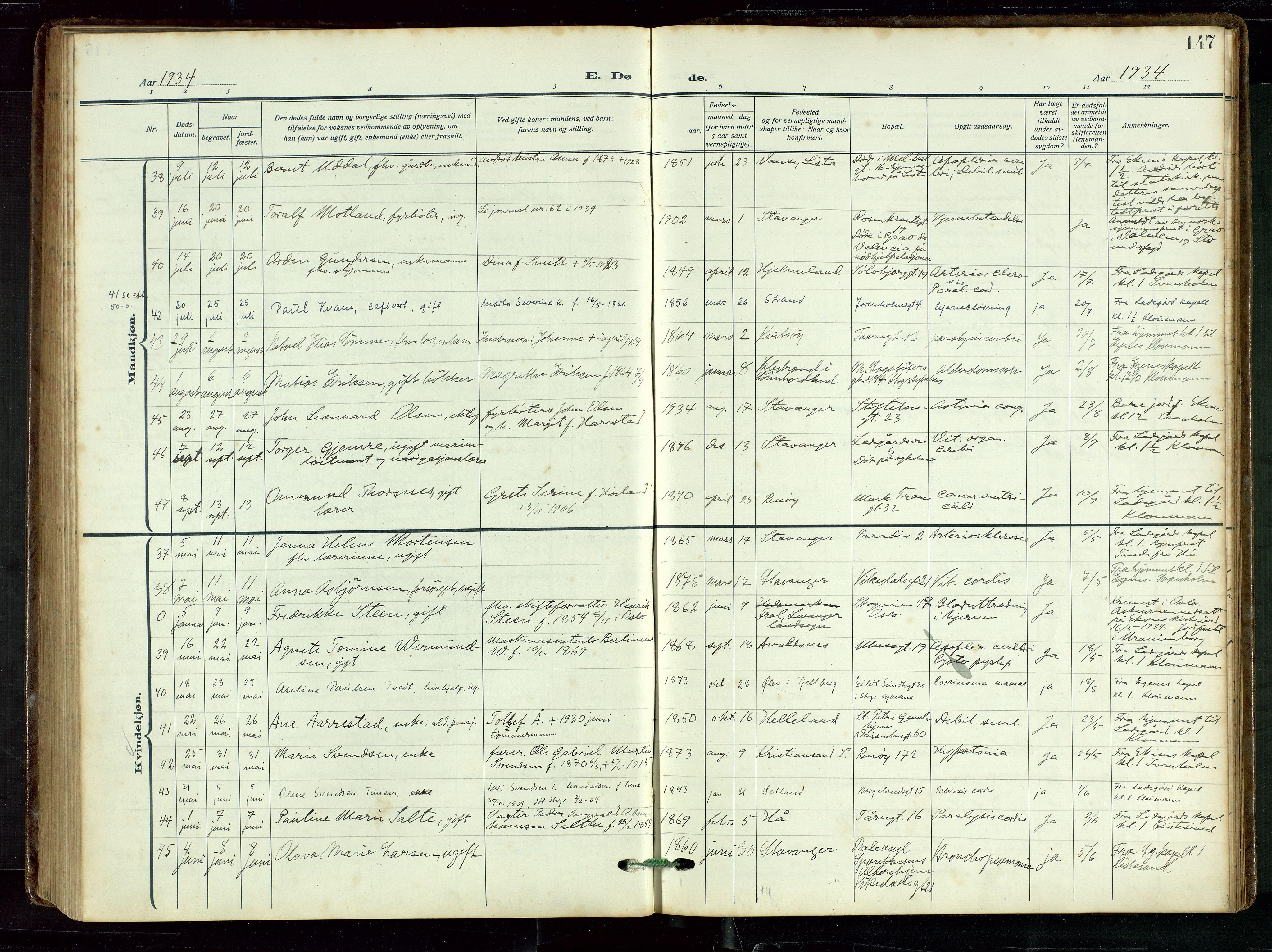 St. Petri sokneprestkontor, AV/SAST-A-101813/002/D/L0003: Parish register (official) no. A 28, 1919-1938, p. 147