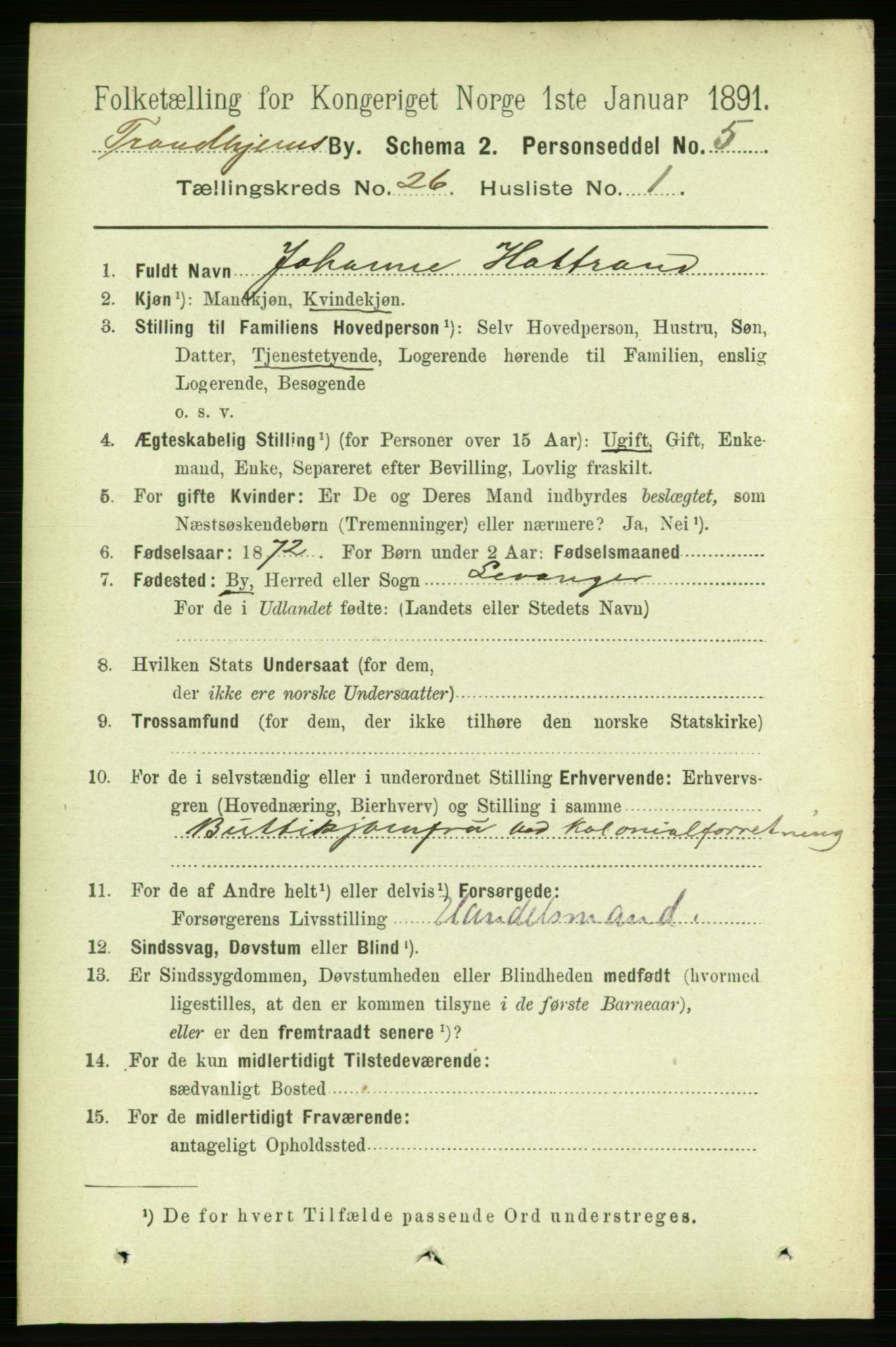 RA, 1891 census for 1601 Trondheim, 1891, p. 19464